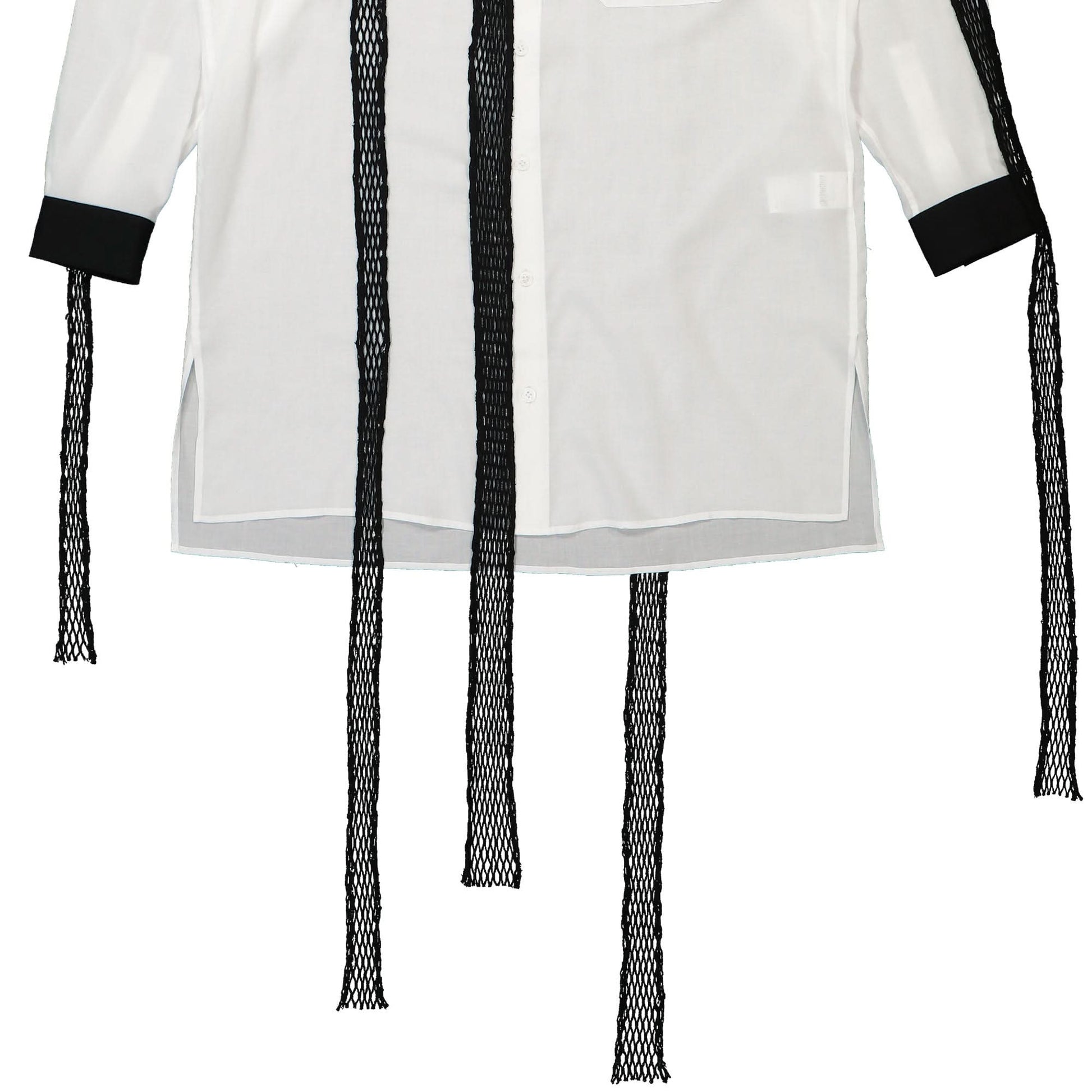 Yohji Yamamoto Homme R-Black Mesh Shirt White Detail view 4 | Gate
