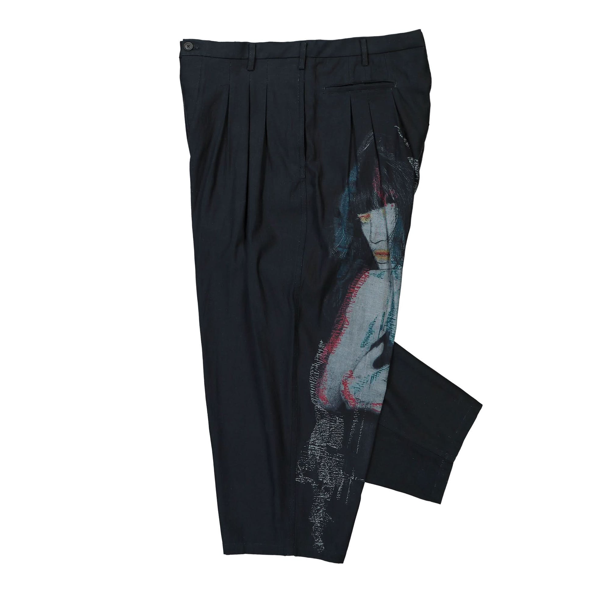 Yohji Yamamoto Homme G-12Tuck Denim Pants Black Detail view 3 | Gate