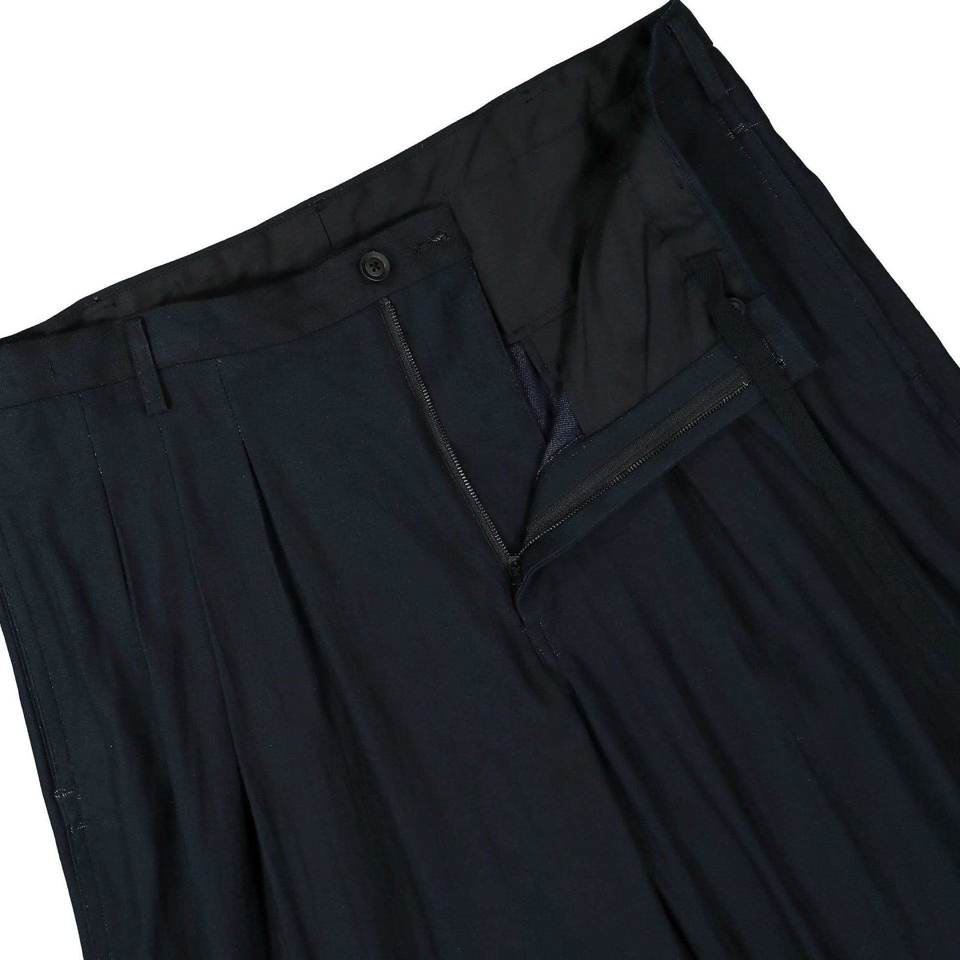 Yohji Yamamoto Homme G-12Tuck Denim Pants Black Detail view 4 | Gate