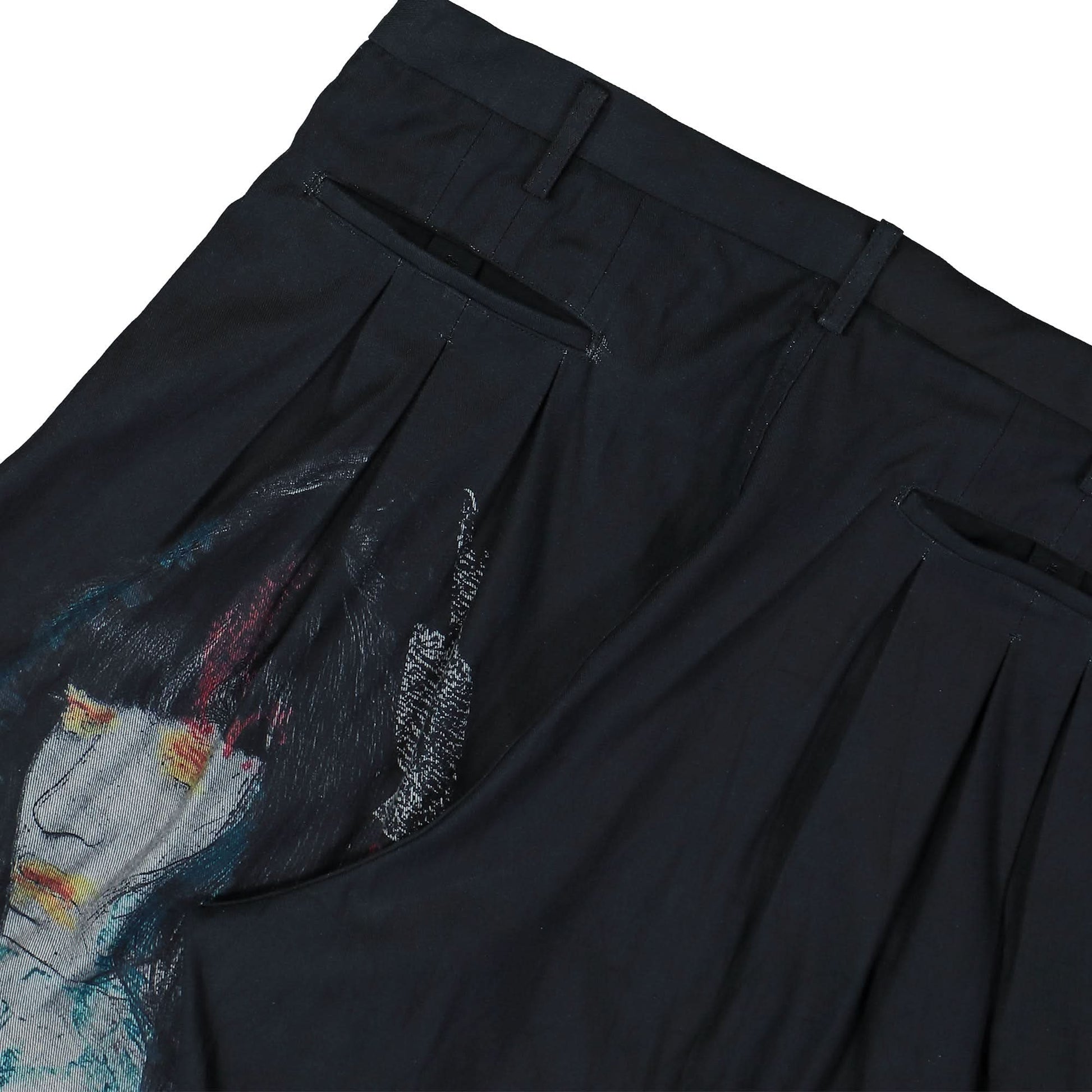 Yohji Yamamoto Homme G-12Tuck Denim Pants Black Detail view 5 | Gate