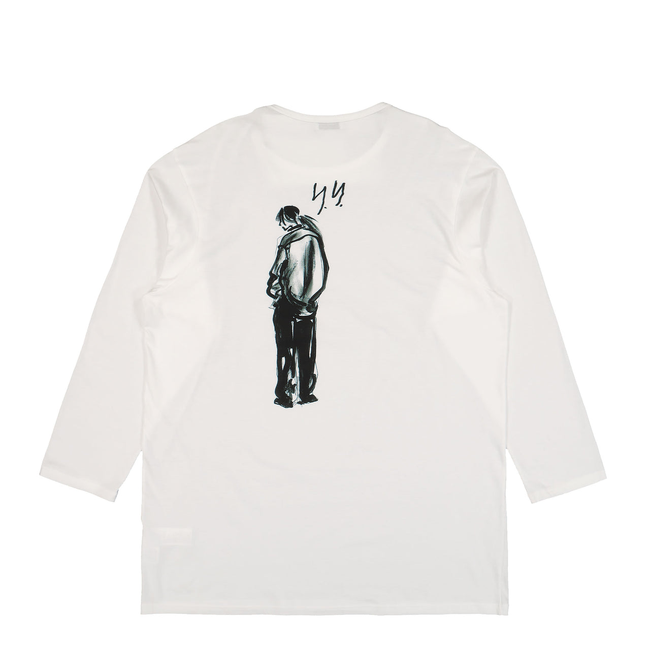 Yohji Yamamoto Homme Print Long Sleeve A White Detail view 1 | Gate