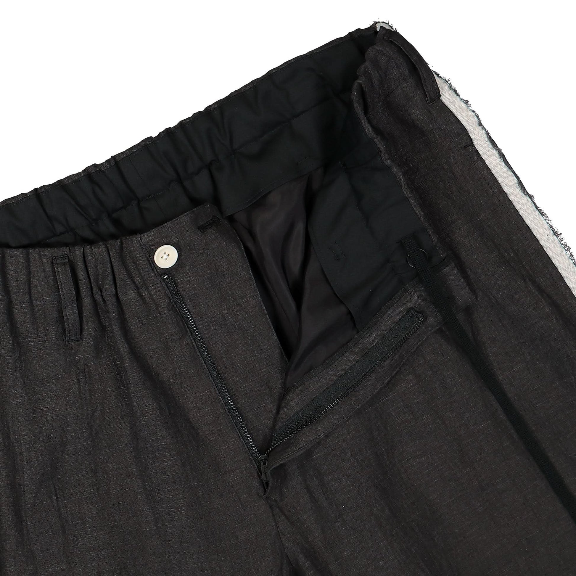 Yohji Yamamoto Homme R-Side Seam Flap Pants Black Detail view 4 | Gate