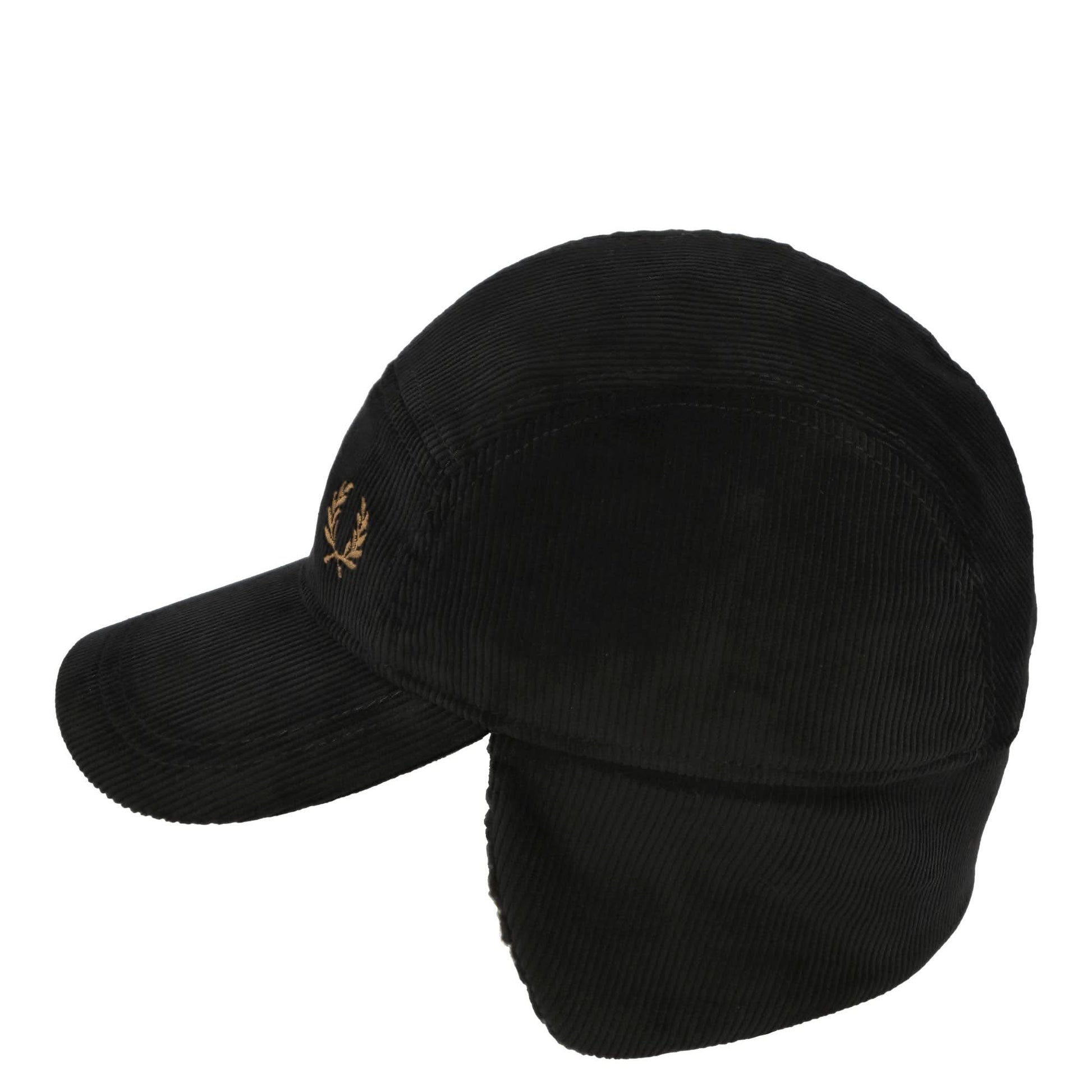 Fred Perry Corduroy Trapper Cap Black Detail view 4 | Gate