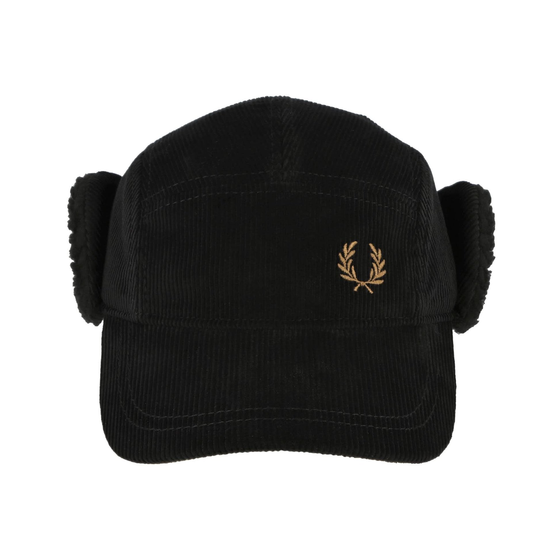 Fred Perry Corduroy Trapper Cap Black Detail view 6 | Gate