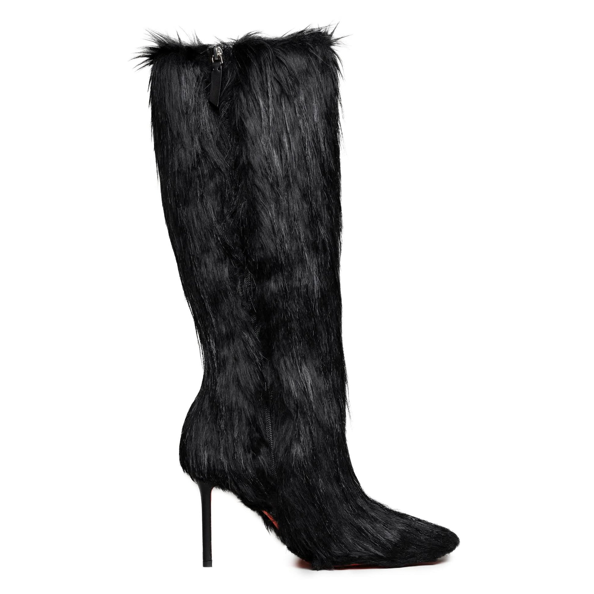 Heron Preston Fur Stiletto Boot Black Heels Detail view 2 | Gate