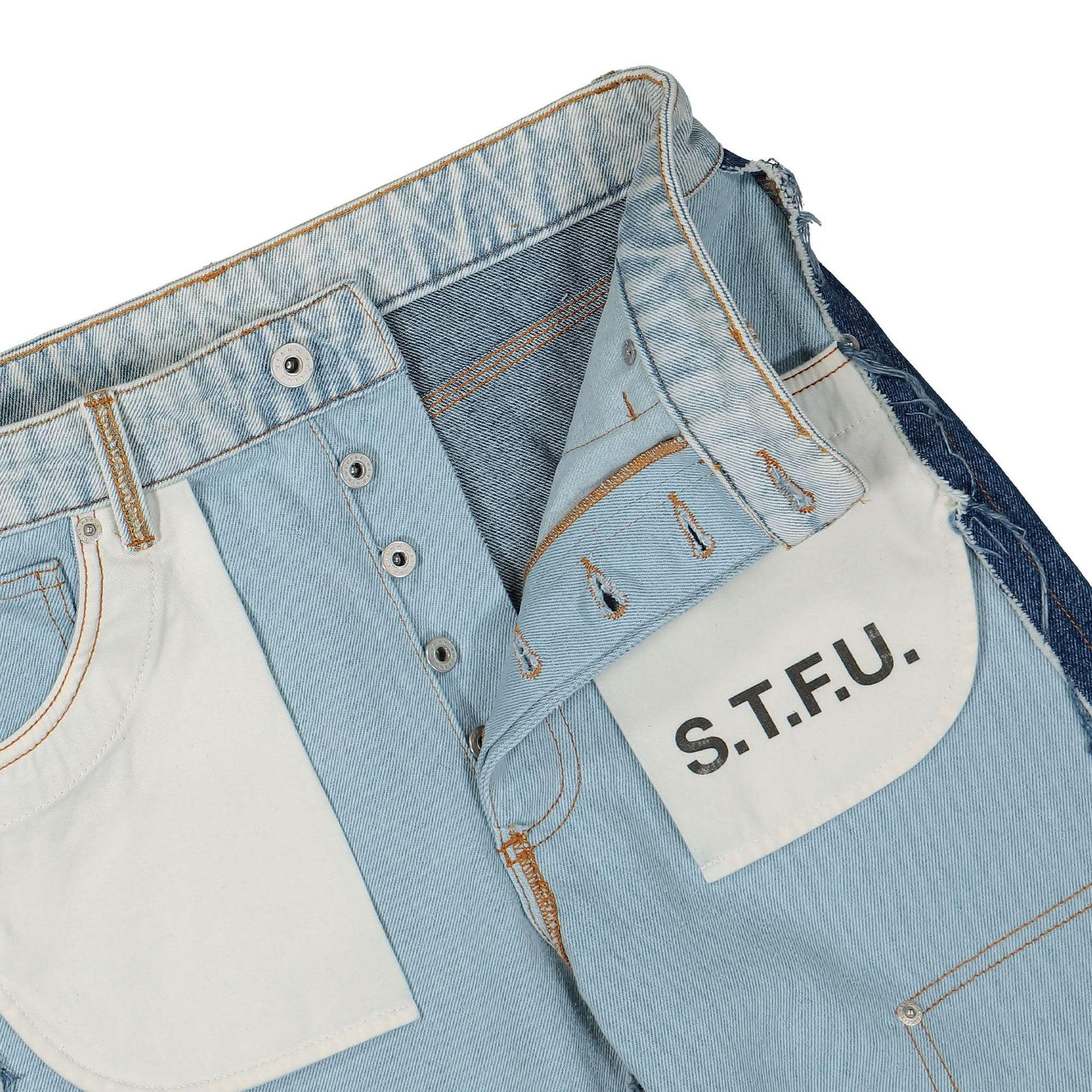 Heron Preston Washed Insideout Carpenter Pant Blue Detail view 4 | Gate