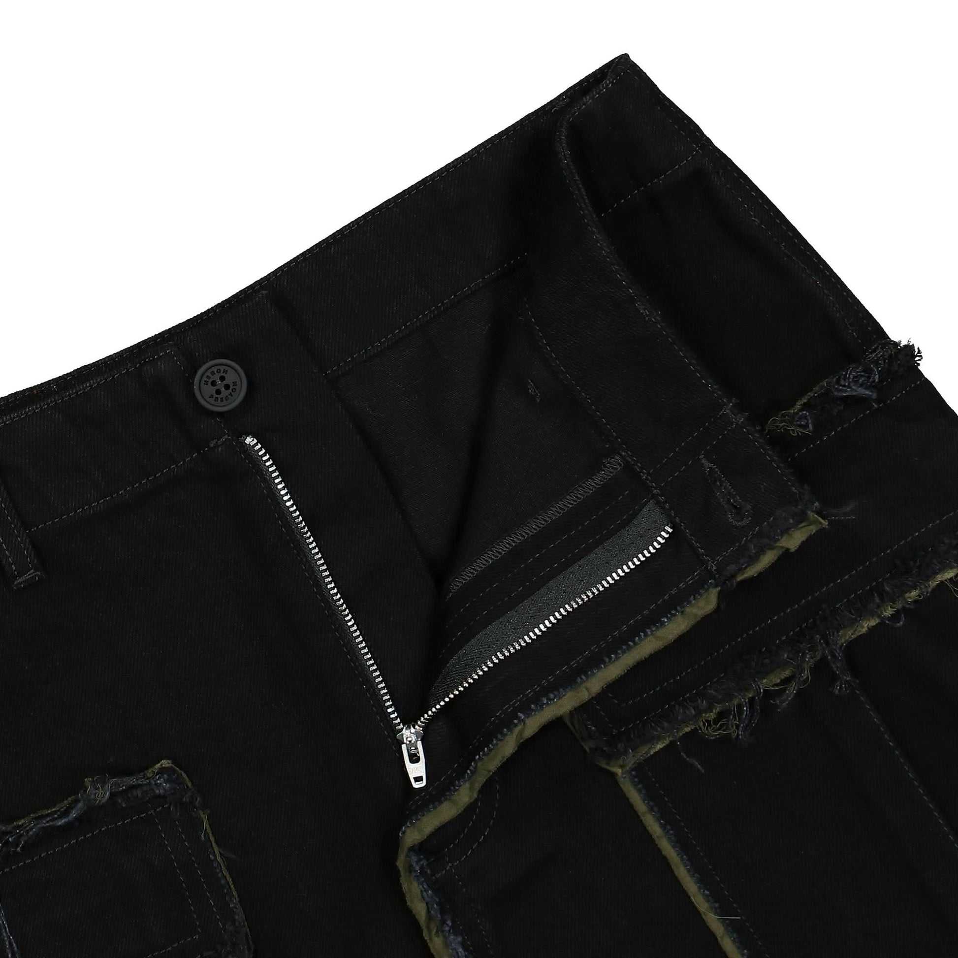 Heron Preston Rebuilt Denim Cargo Skirt Black Detail view 3 | Gate