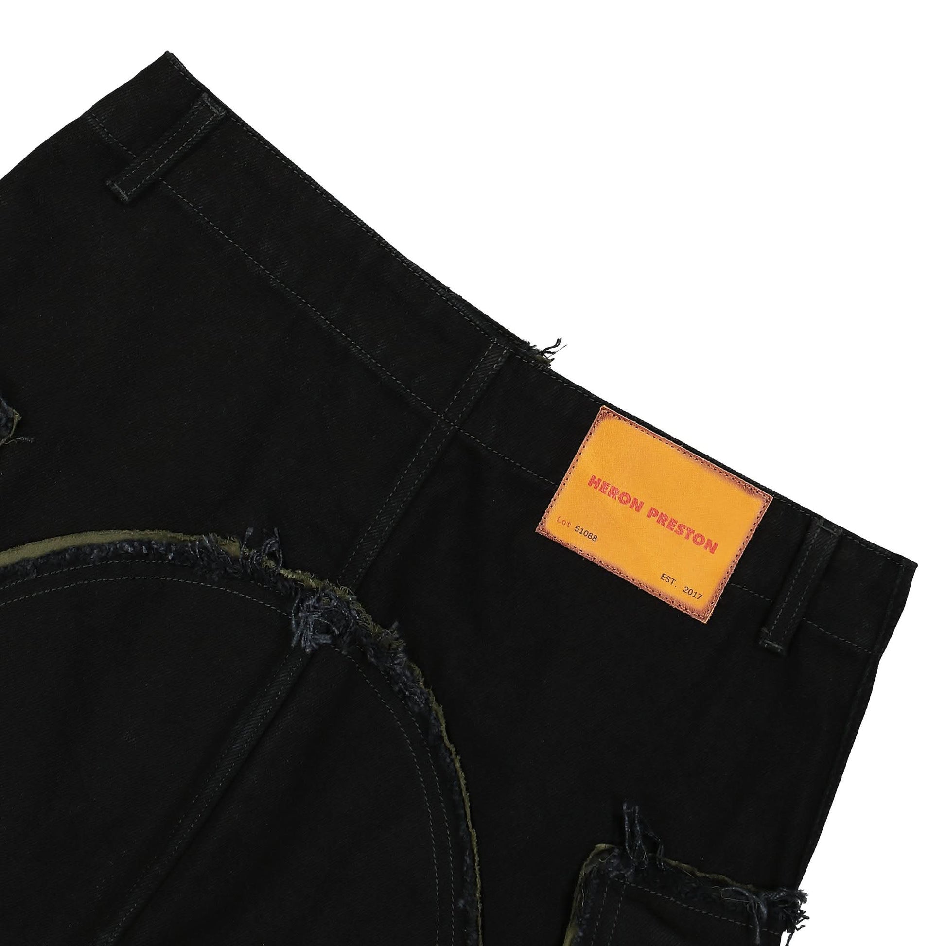 Heron Preston Rebuilt Denim Cargo Skirt Black Detail view 4 | Gate