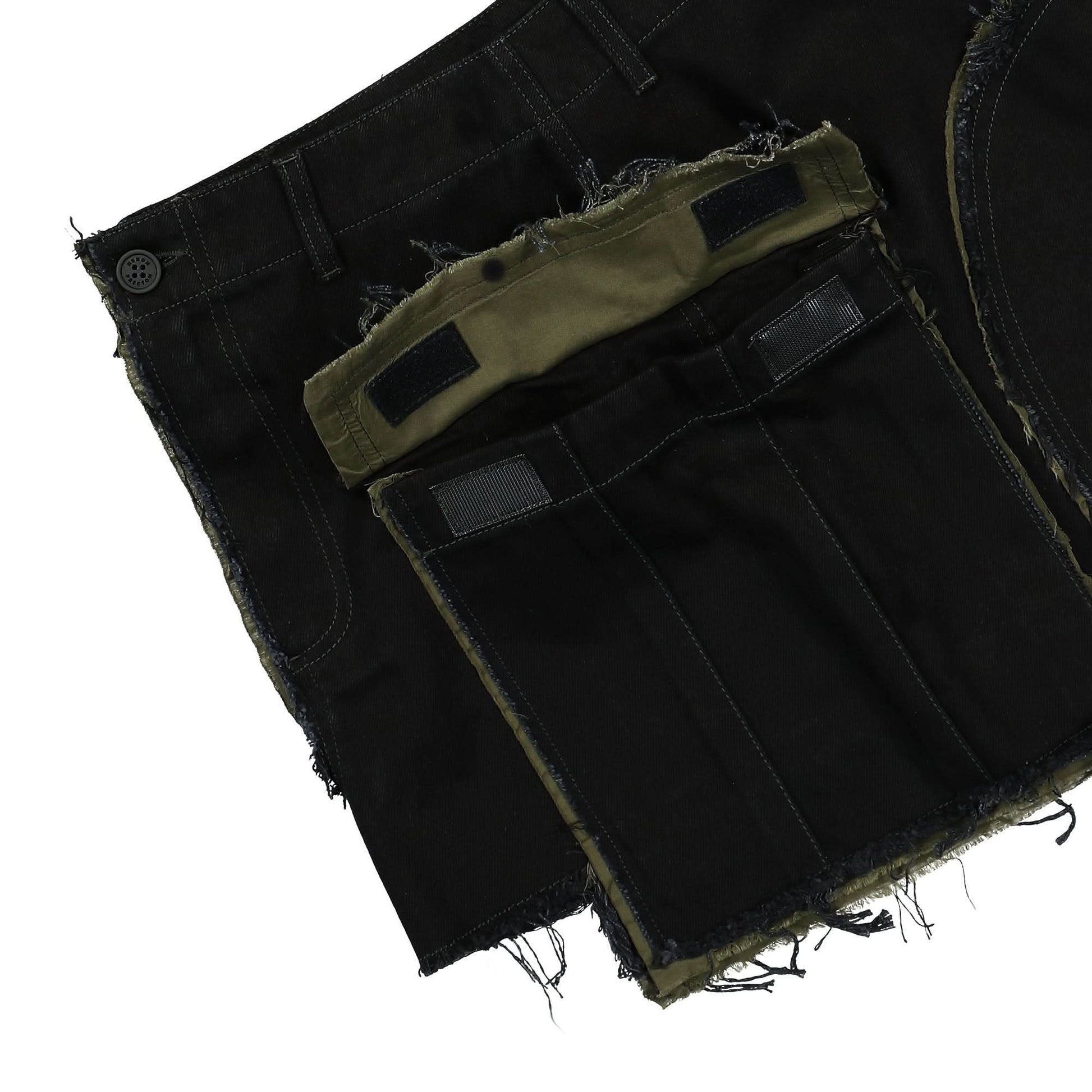 Heron Preston Rebuilt Denim Cargo Skirt Black Detail view 5 | Gate