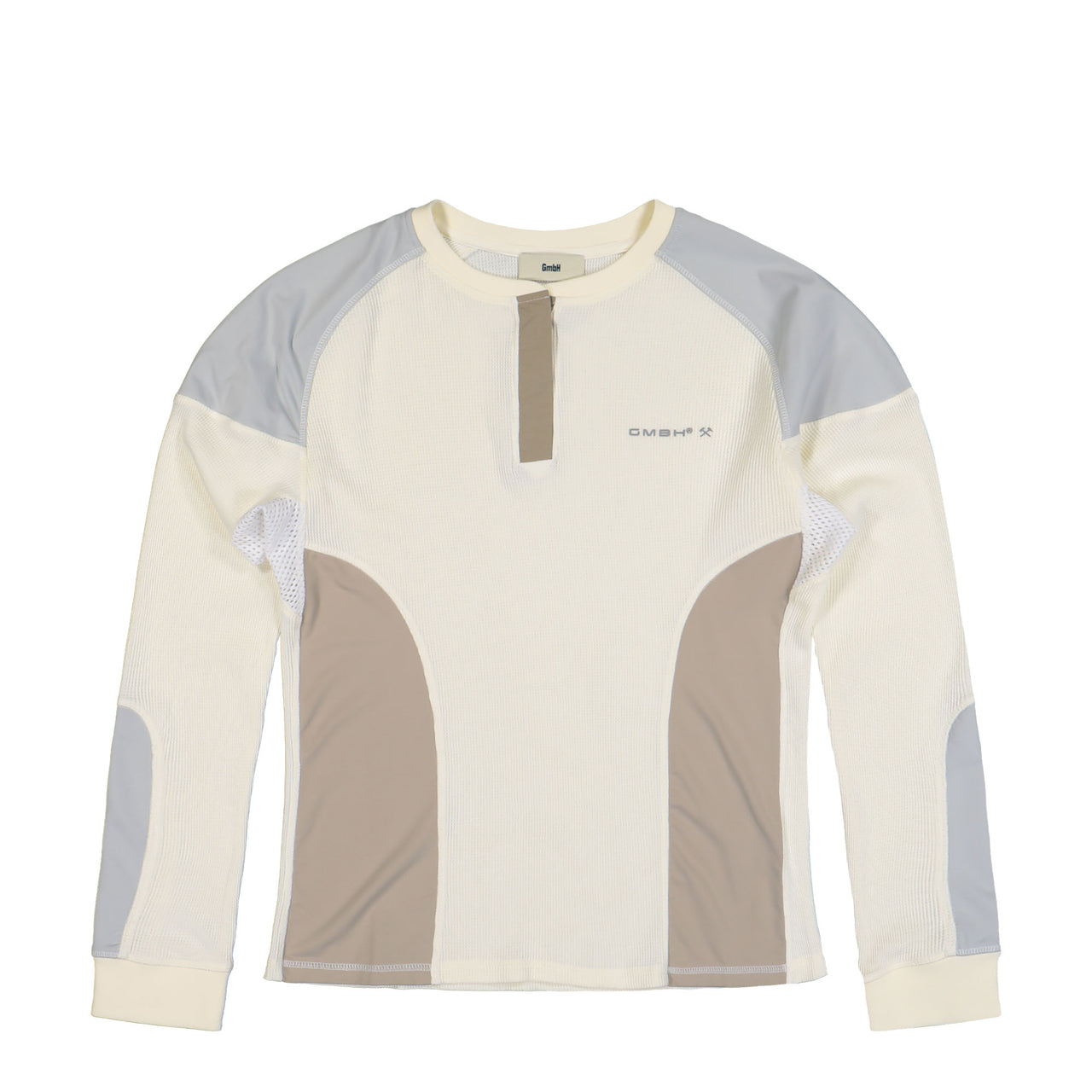 Gmbh Colour Blocked Henley Shirt Off White Longsleeves Imar Detail View 1 | GATE