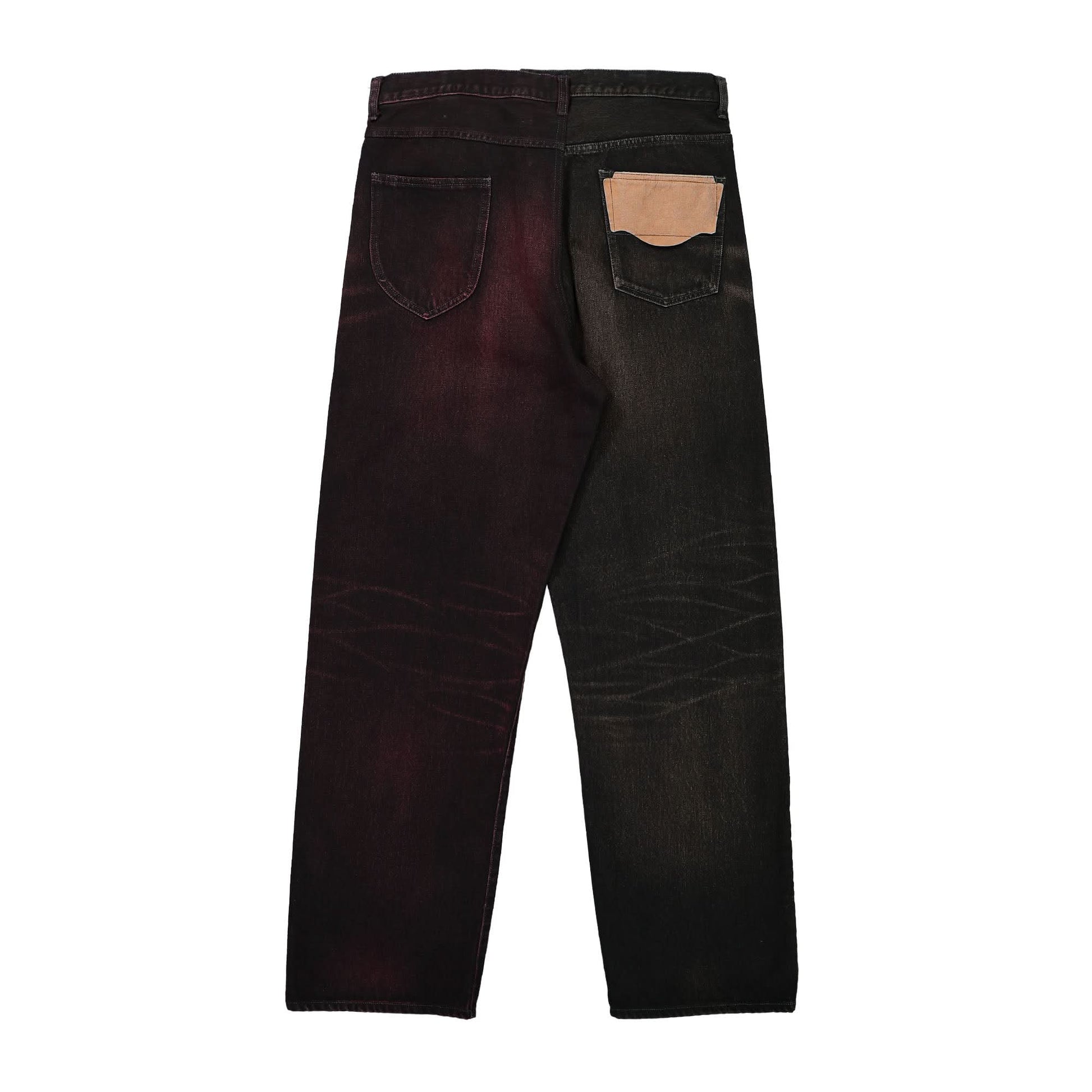 Maison Mihara Yasuhiro W-Combined Denim Trousers Black Detail view 2 | Gate