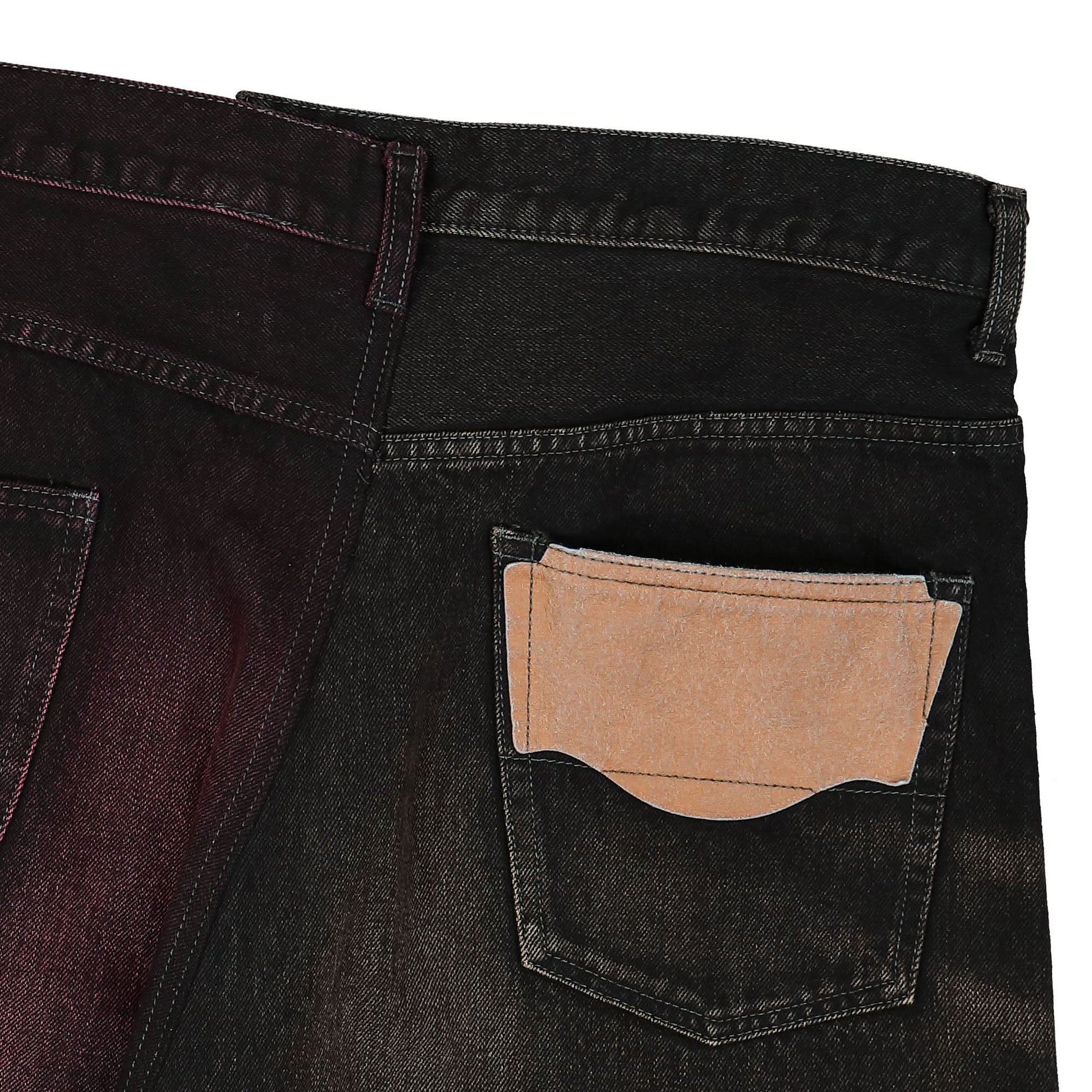 Maison Mihara Yasuhiro W-Combined Denim Trousers Black Detail view 5 | Gate