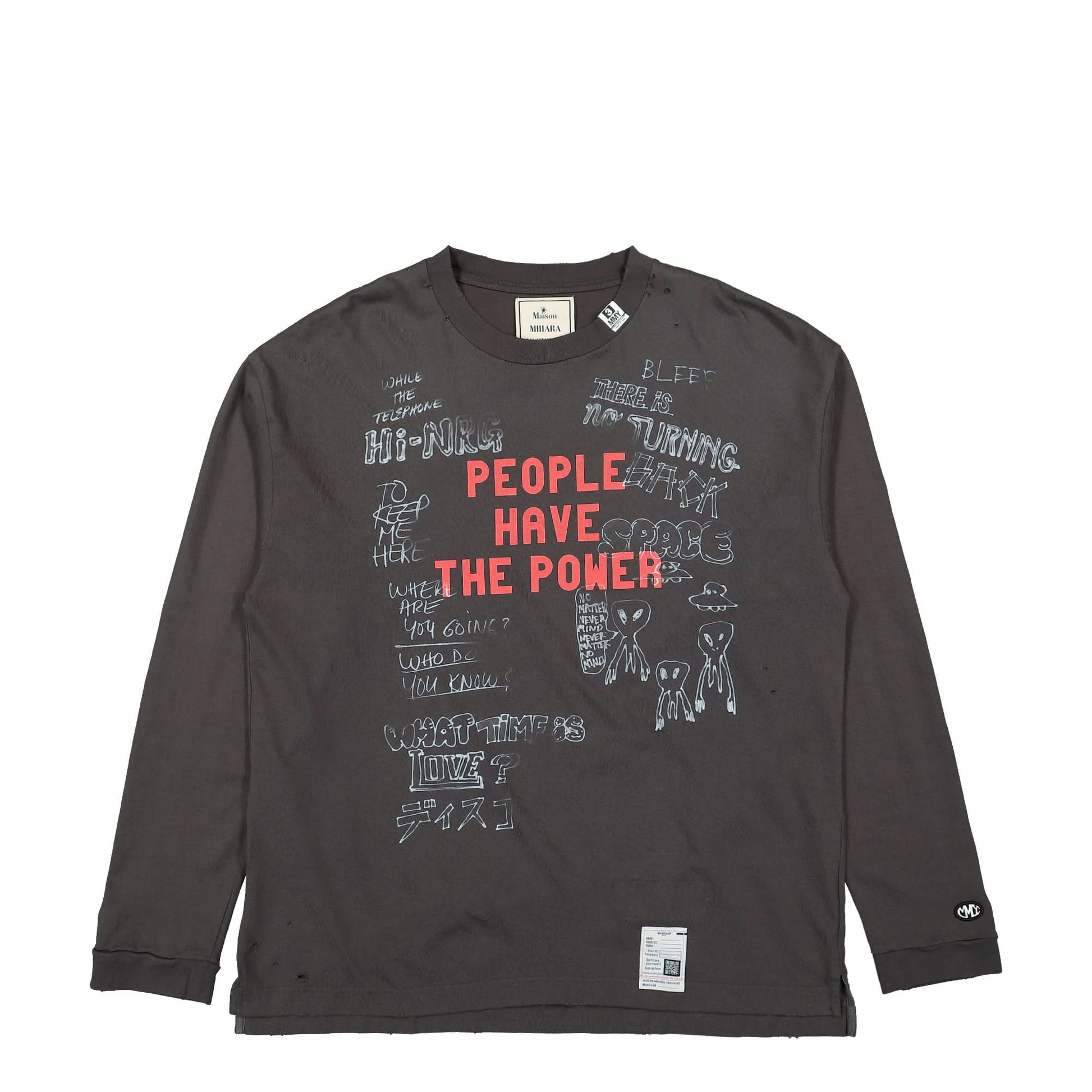 Maison Mihara Yasuhiro Distressed Long Sleeve Tee Black Detail view 1 | Gate