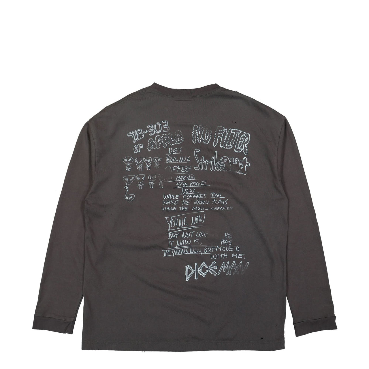 Maison Mihara Yasuhiro Distressed Long Sleeve Tee Black Detail view 1 | Gate