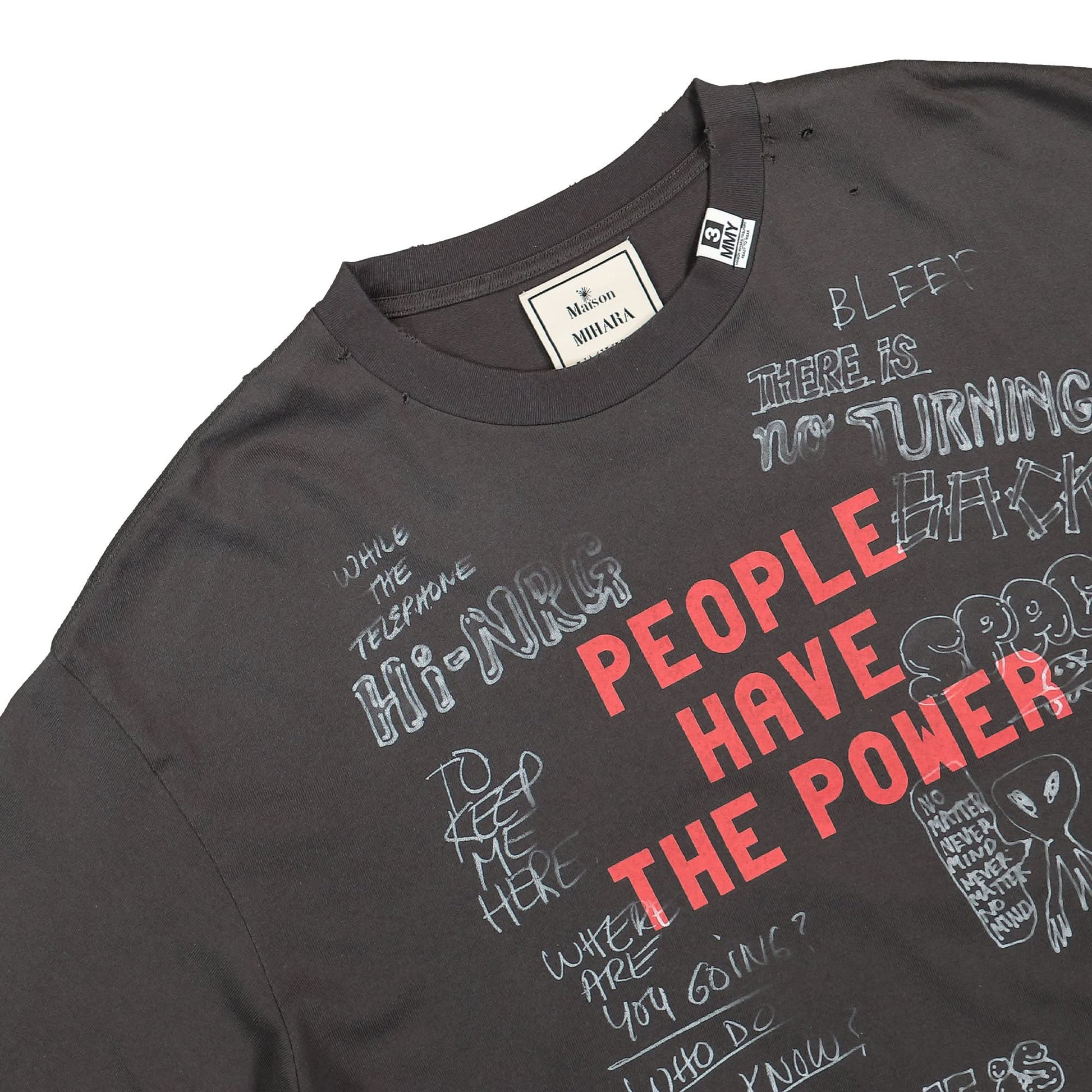 Maison Mihara Yasuhiro Distressed Long Sleeve Tee Black Detail view 3 | Gate