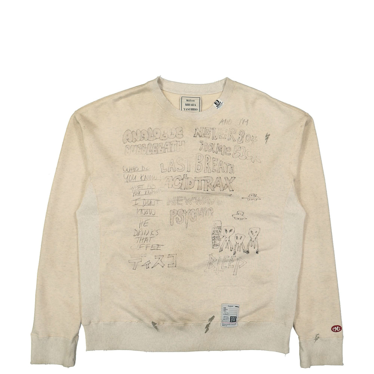 Maison Mihara Yasuhiro Distressed Pullover White Detail view 1 | Gate