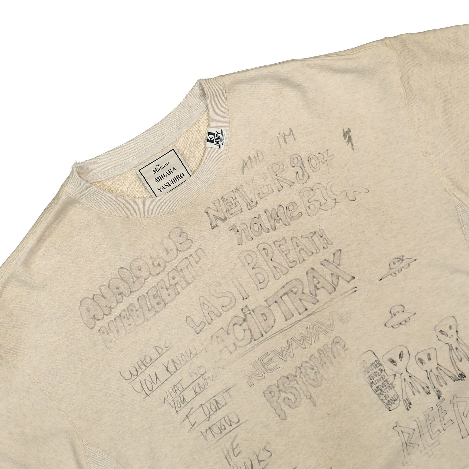 Maison Mihara Yasuhiro Distressed Pullover White Detail view 3 | Gate