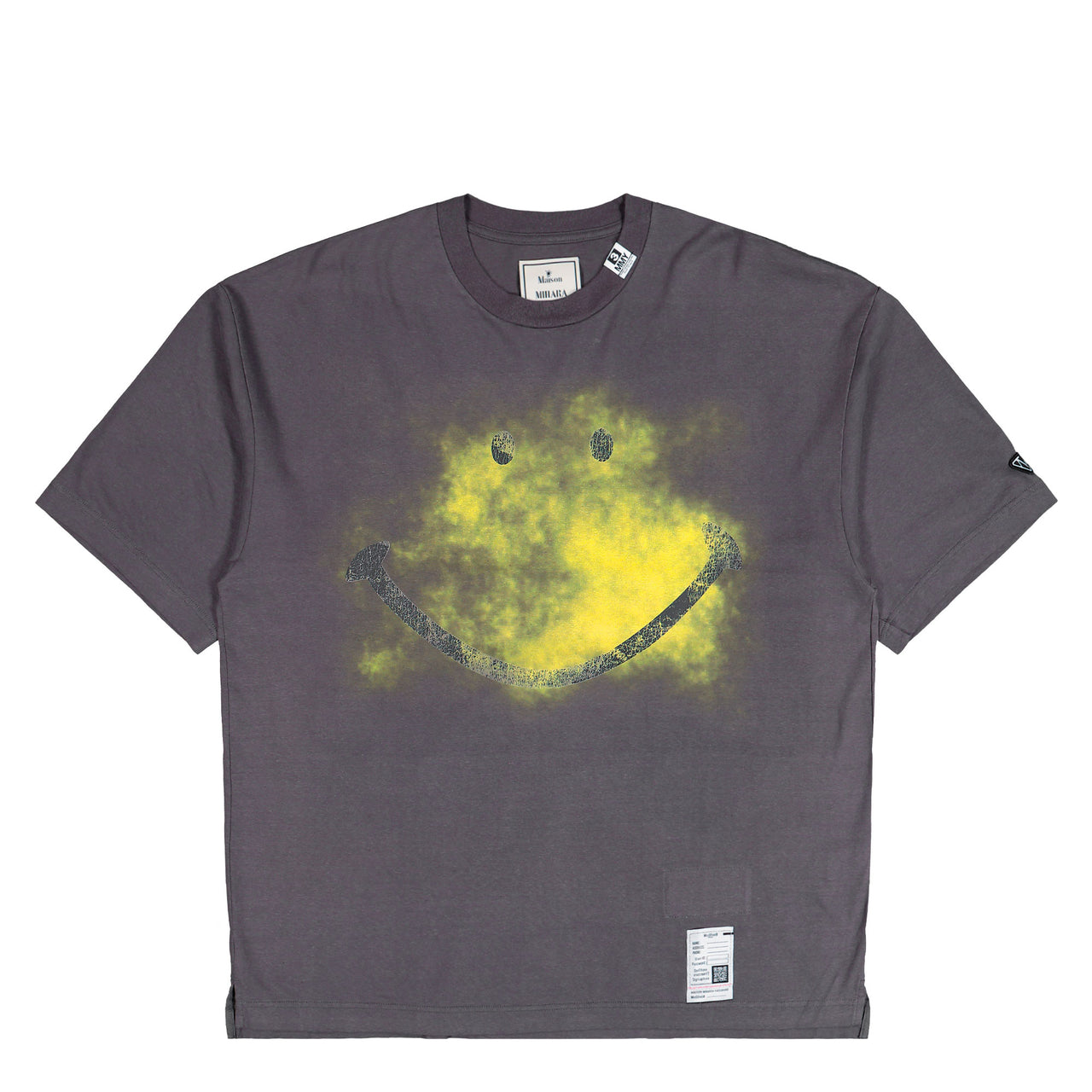 Maison Mihara Yasuhiro Smily Face Printed Ringer T-Shirt Black T-Shirts J15TS772 Detail View 1 | GATE
