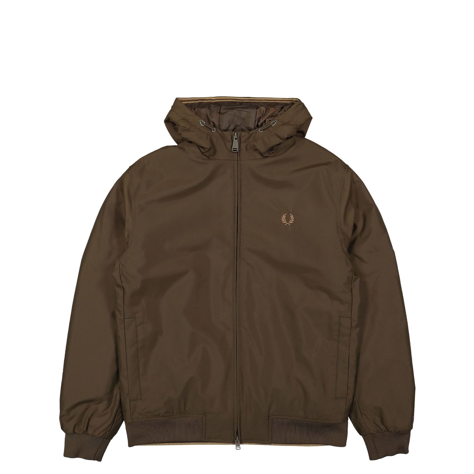 Fred Perry Padded Hooded Brentham Jacket Brown Detail view 1 | Gate