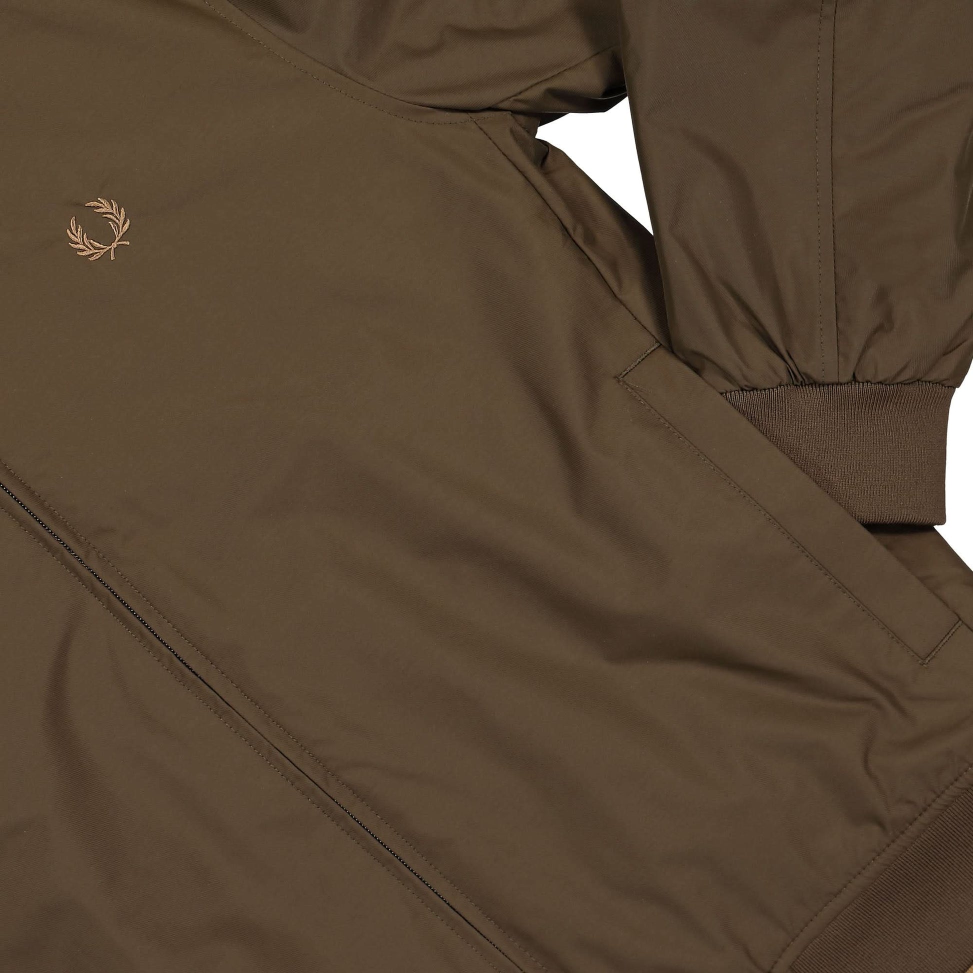 Fred Perry Padded Hooded Brentham Jacket Brown Detail view 4 | Gate