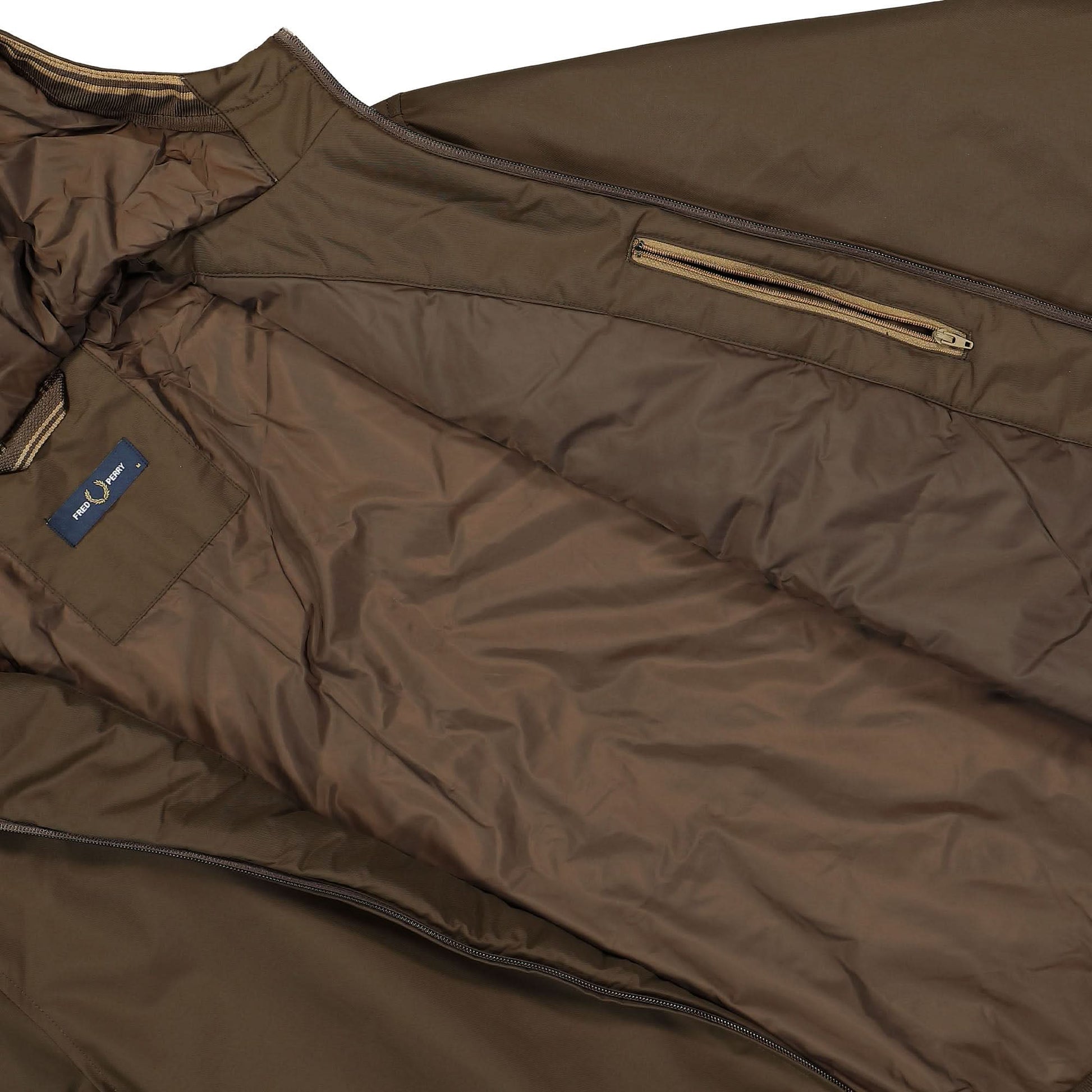 Fred Perry Padded Hooded Brentham Jacket Brown Detail view 5 | Gate