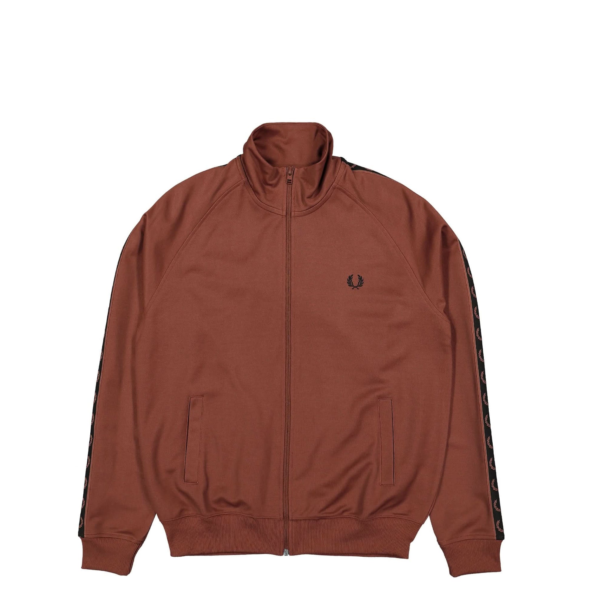 Fred Perry Contrast Tape Track Jacket Brown Detail view 1 | Gate