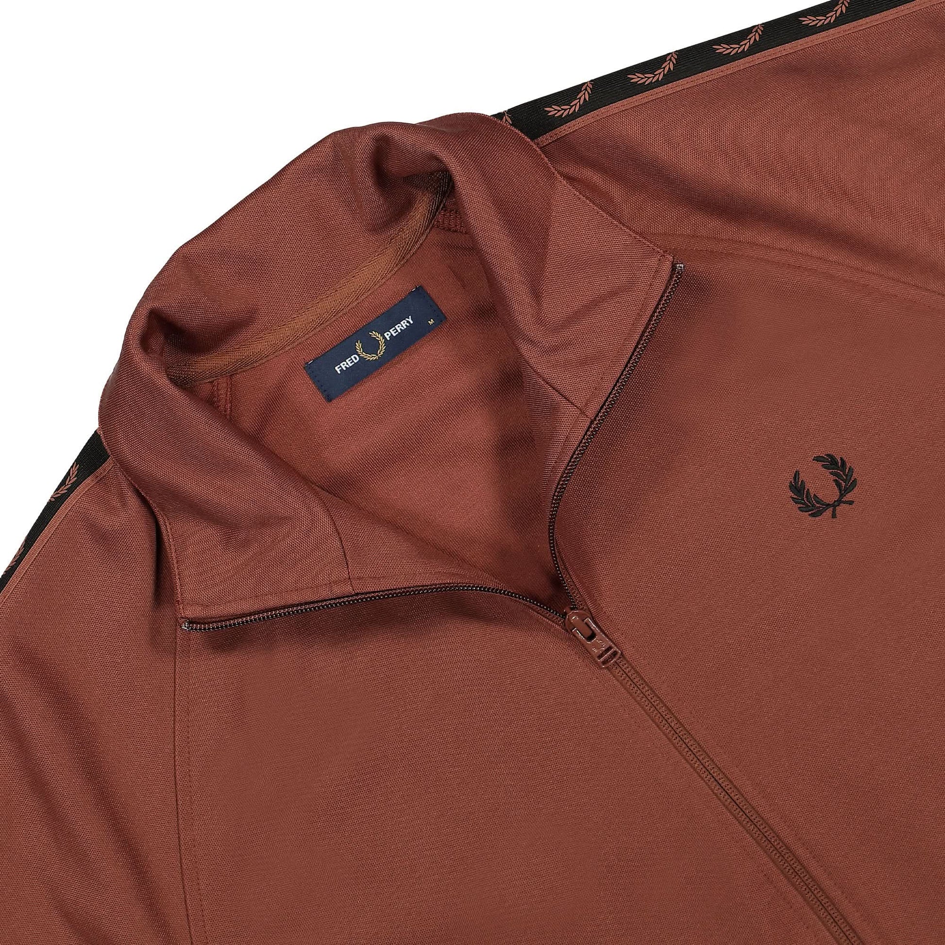 Fred Perry Contrast Tape Track Jacket Brown Detail view 3 | Gate