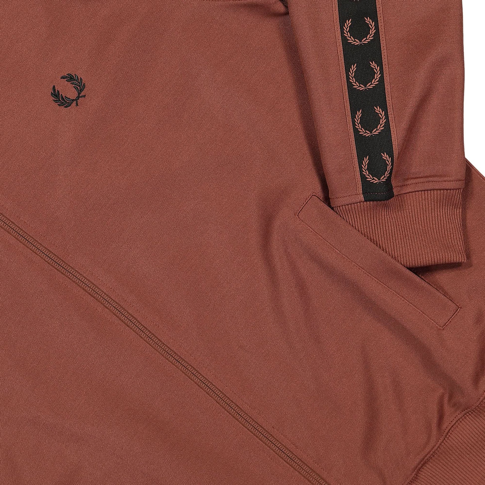 Fred Perry Contrast Tape Track Jacket Brown Detail view 4 | Gate