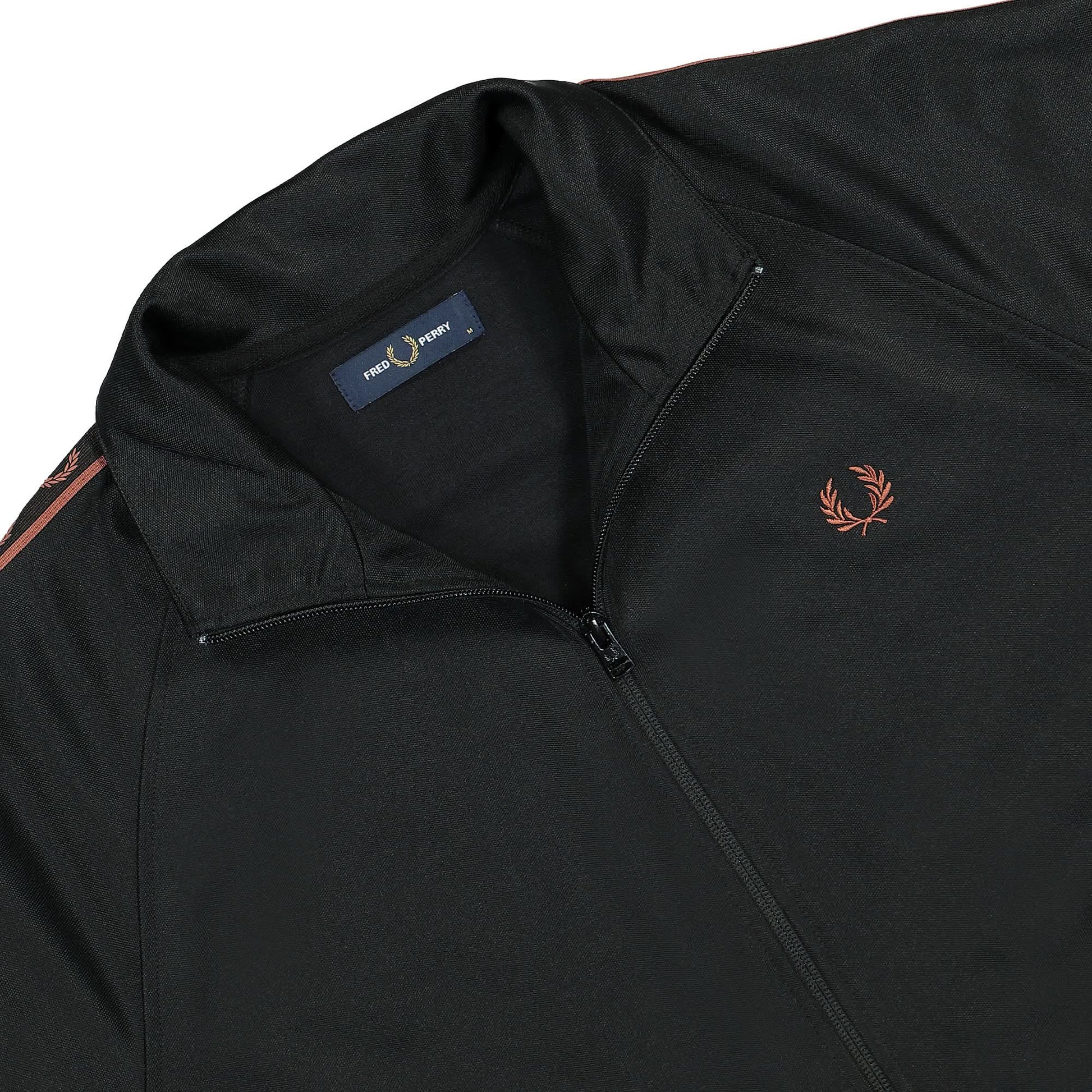 Fred Perry Contrast Tape Track Jacket Black Detail view 3 | Gate