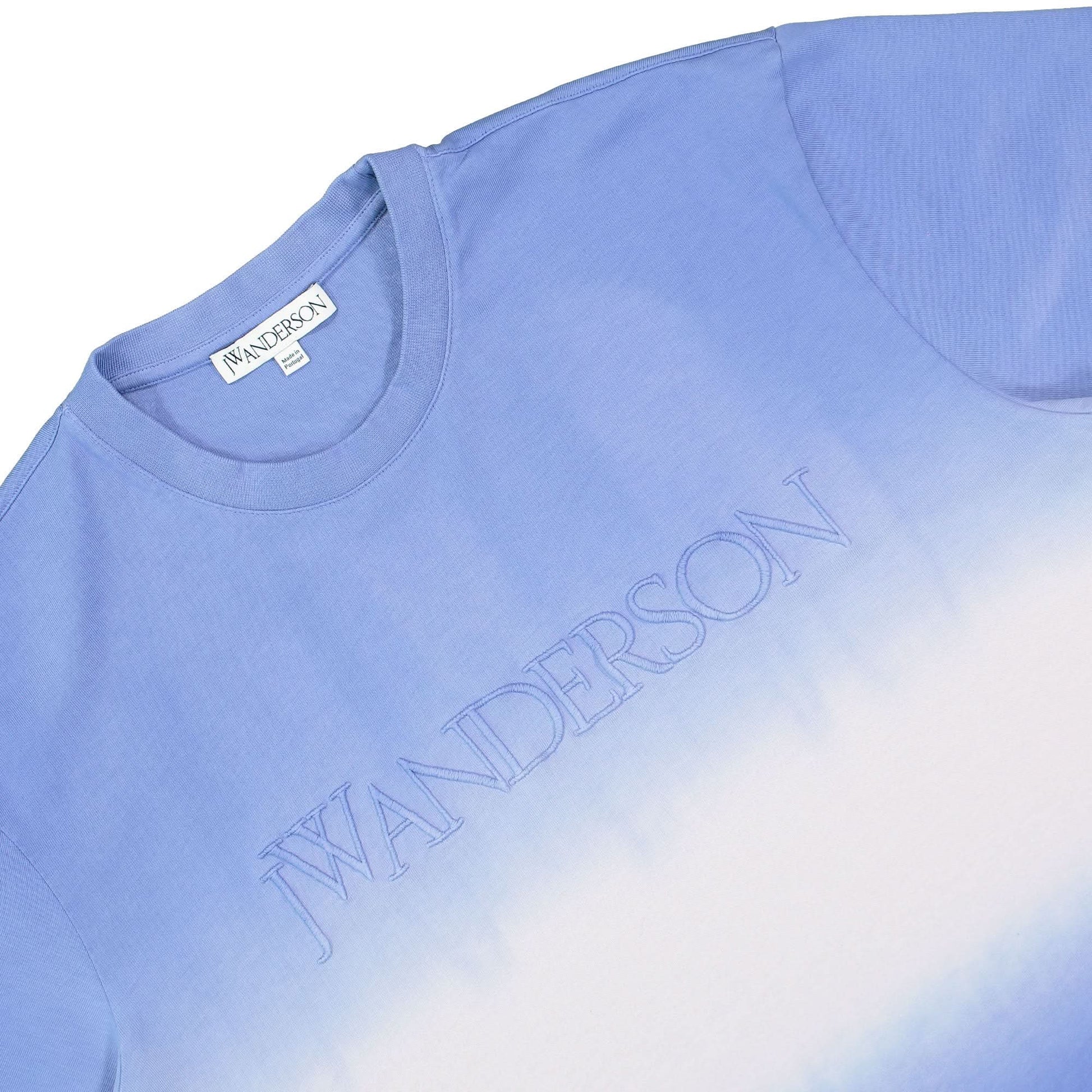 JW Anderson Logo Embroidery Gradient T-Shirt Blue Detail view 3 | Gate