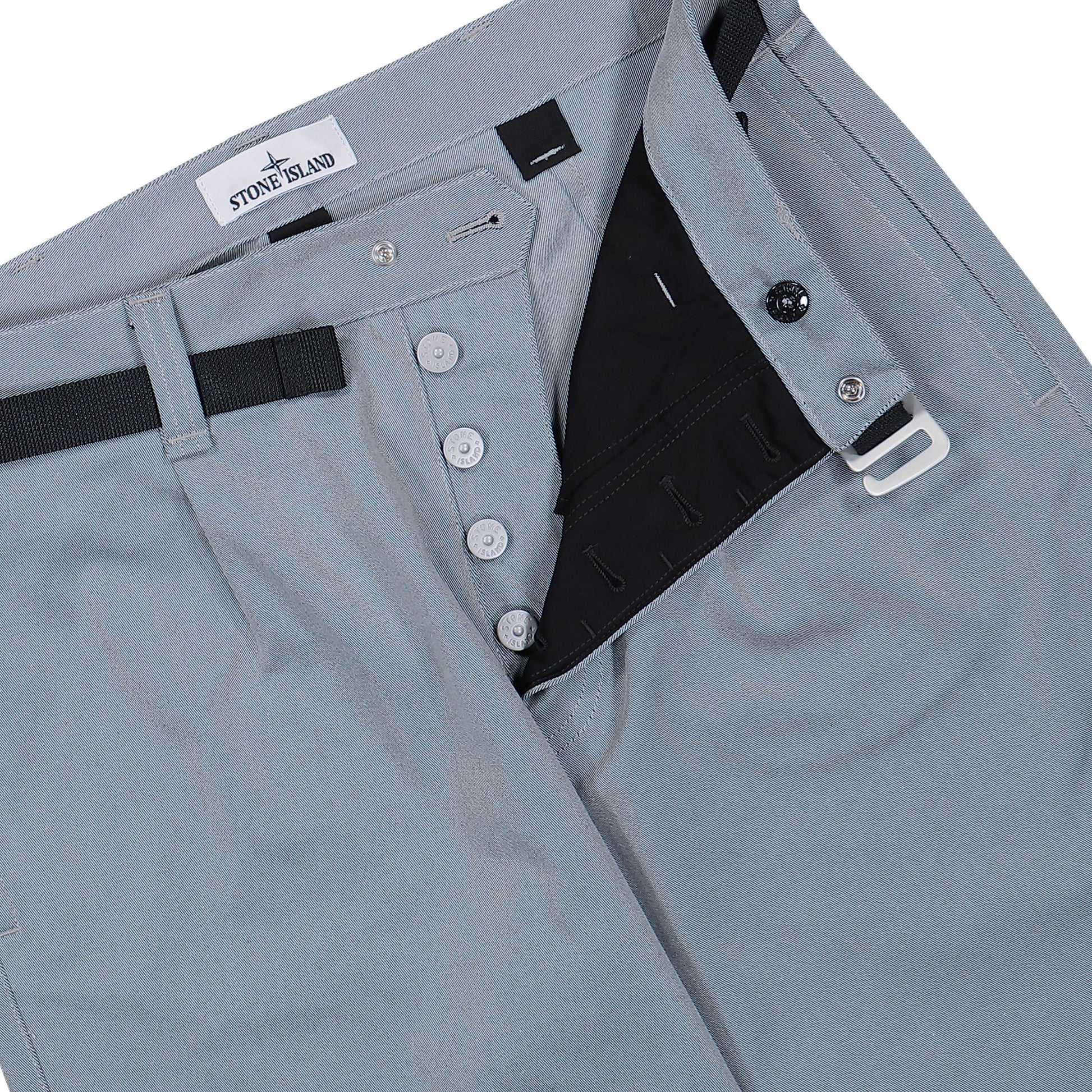 Stone Island Chino Trousers With Nylon Tape Belt Light Blue Pants K2S153100015-S0X19 V0040 Detail View 4 | GATE