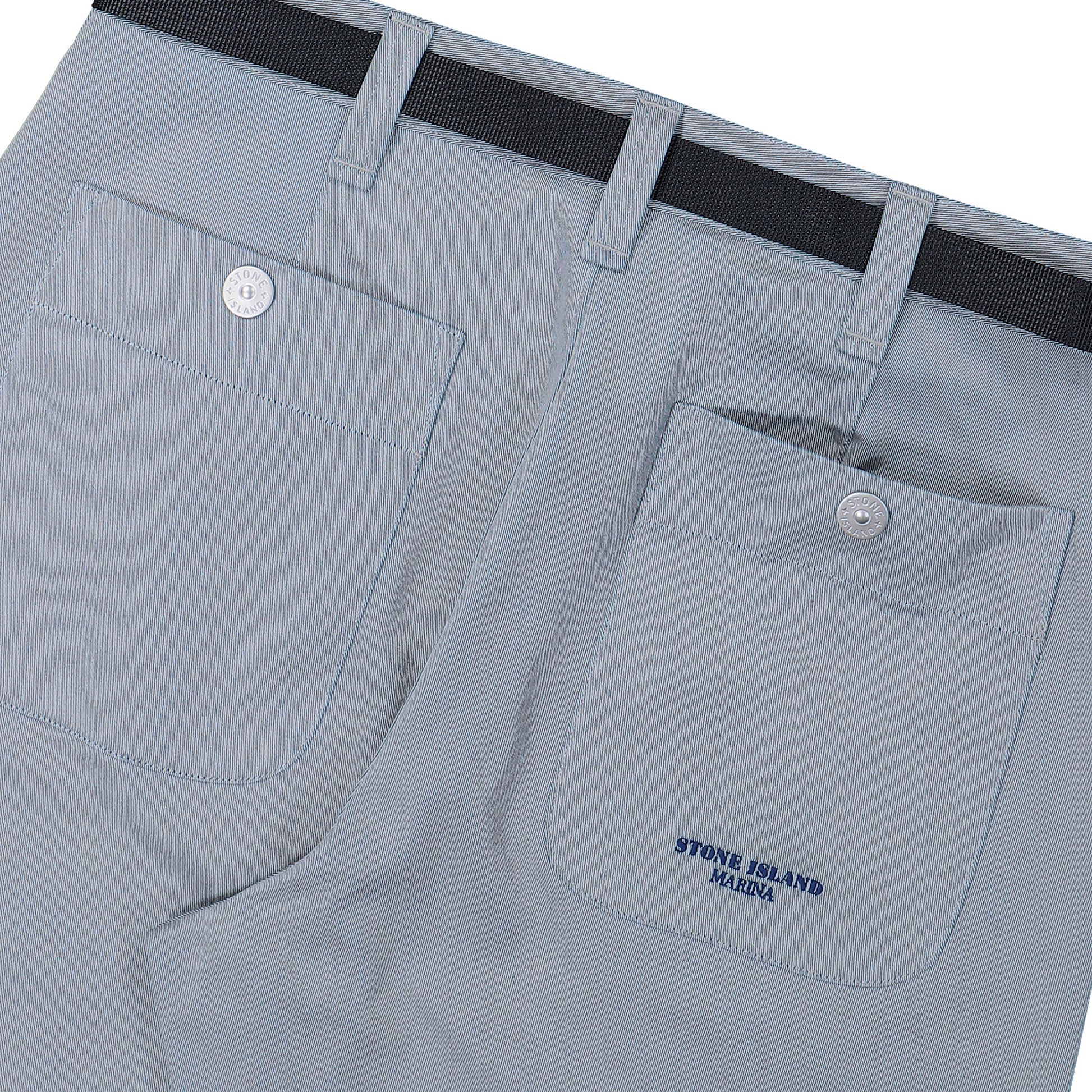 Stone Island Chino Trousers With Nylon Tape Belt Light Blue Pants K2S153100015-S0X19 V0040 Detail View 5 | GATE