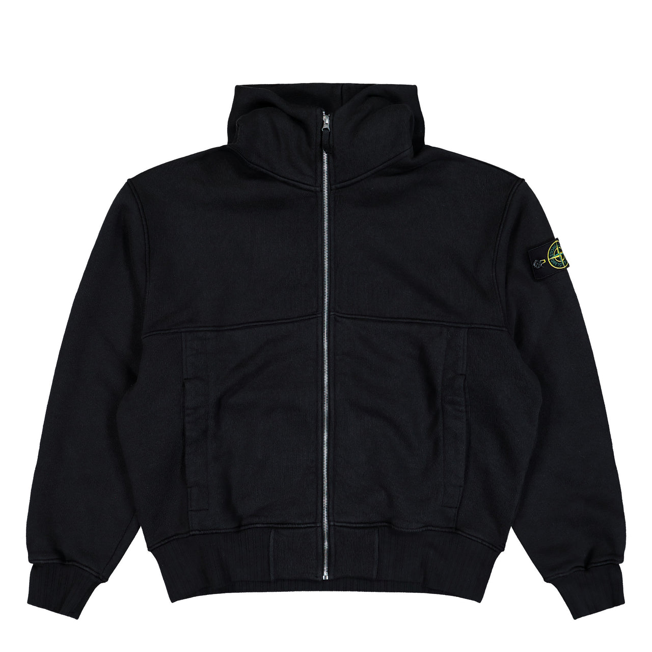 Stone Island Hooded Full-Zip Sweatshirt Black Hoodies K2S156100020-S0210 V0029 Detail View 1 | GATE