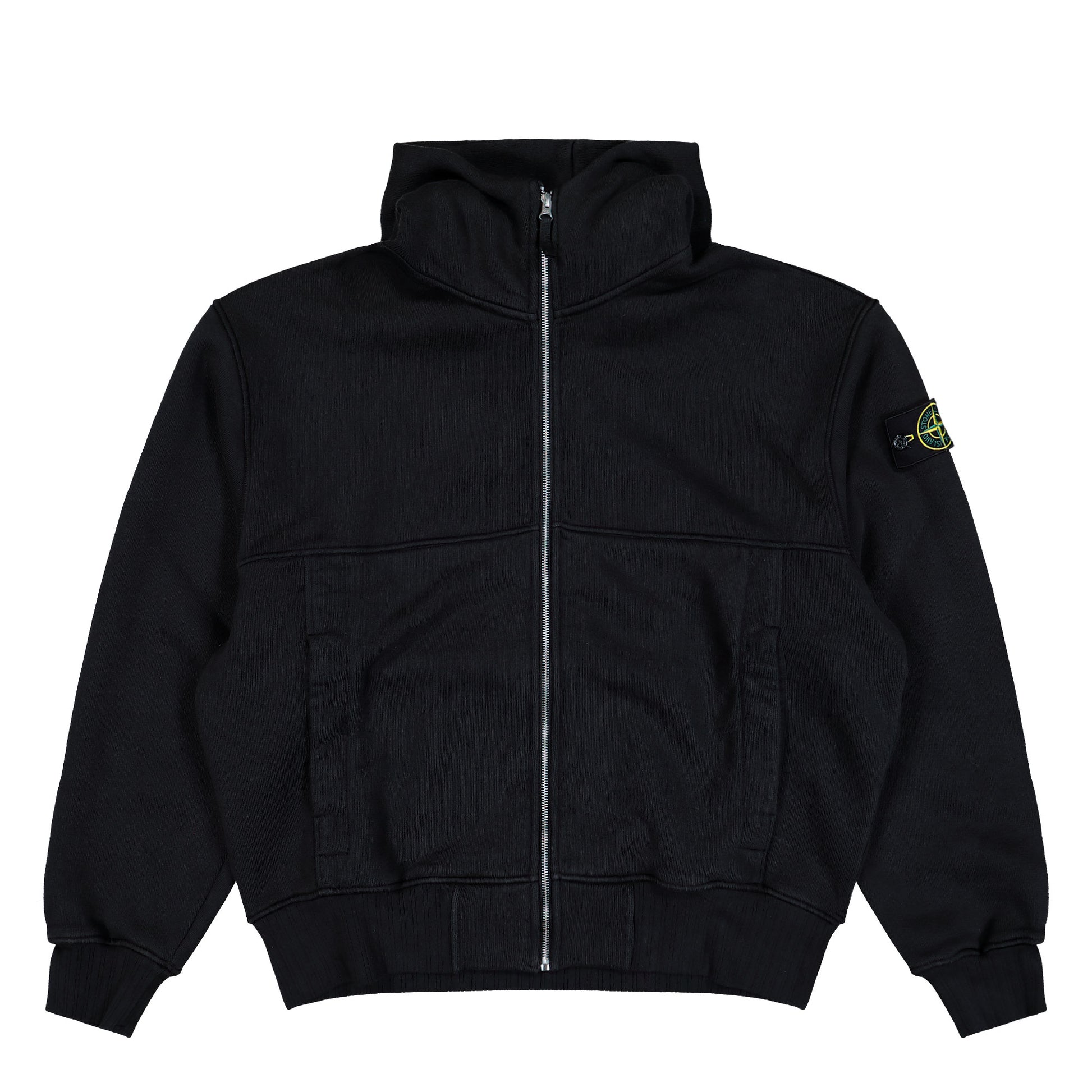 Stone Island Hooded Full-Zip Sweatshirt Black Hoodies K2S156100020-S0210 V0029 Detail View 1 | GATE