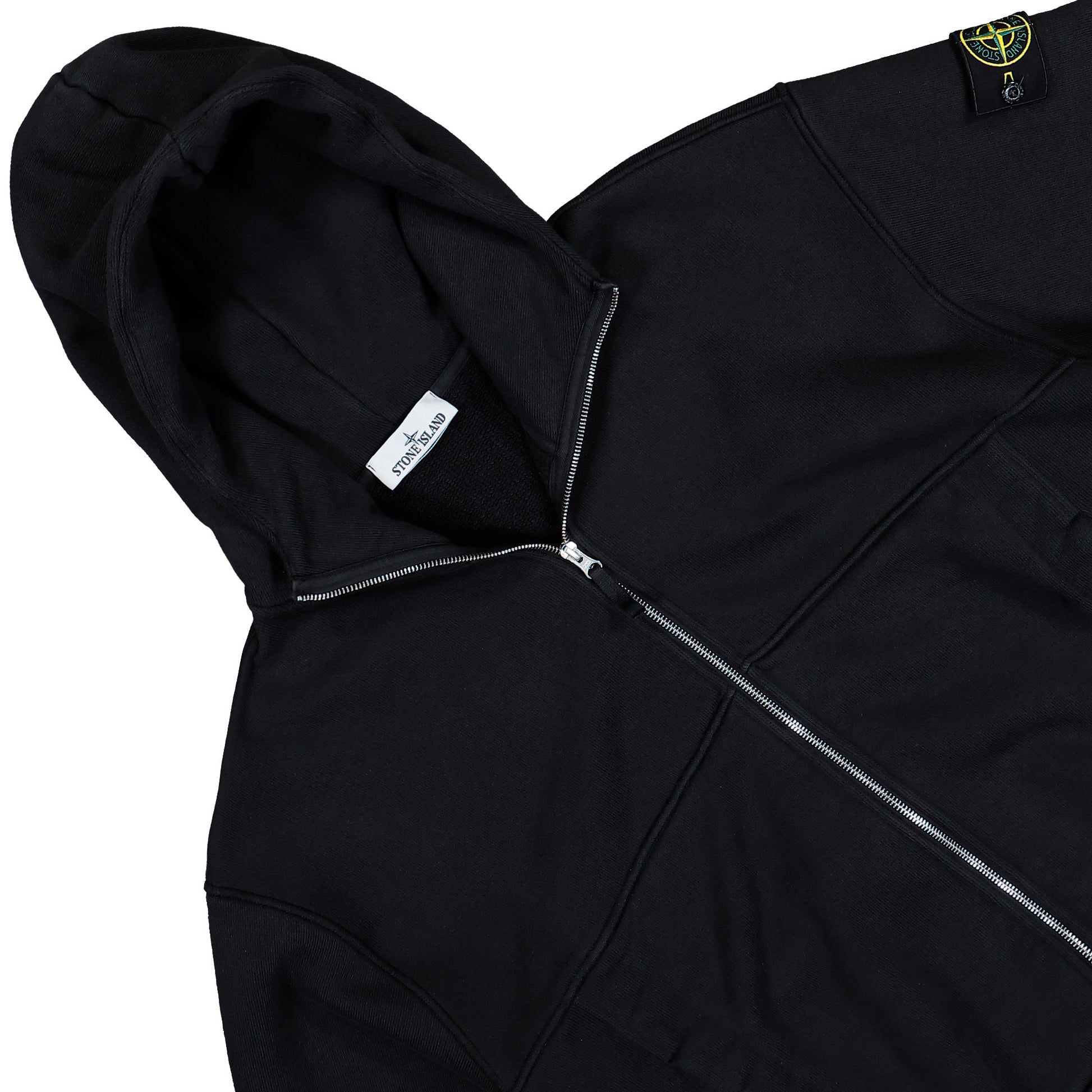 Stone Island Hooded Full-Zip Sweatshirt Black Hoodies K2S156100020-S0210 V0029 Detail View 3 | GATE