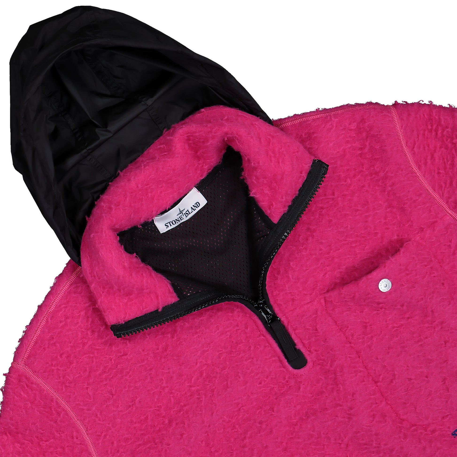 Stone Island Marina Half-Zip Sweatshirt With Concealed Hood Fuchsia Sweatshirts K2S156100025-S0X12 V008C Detail View 3 | GATE