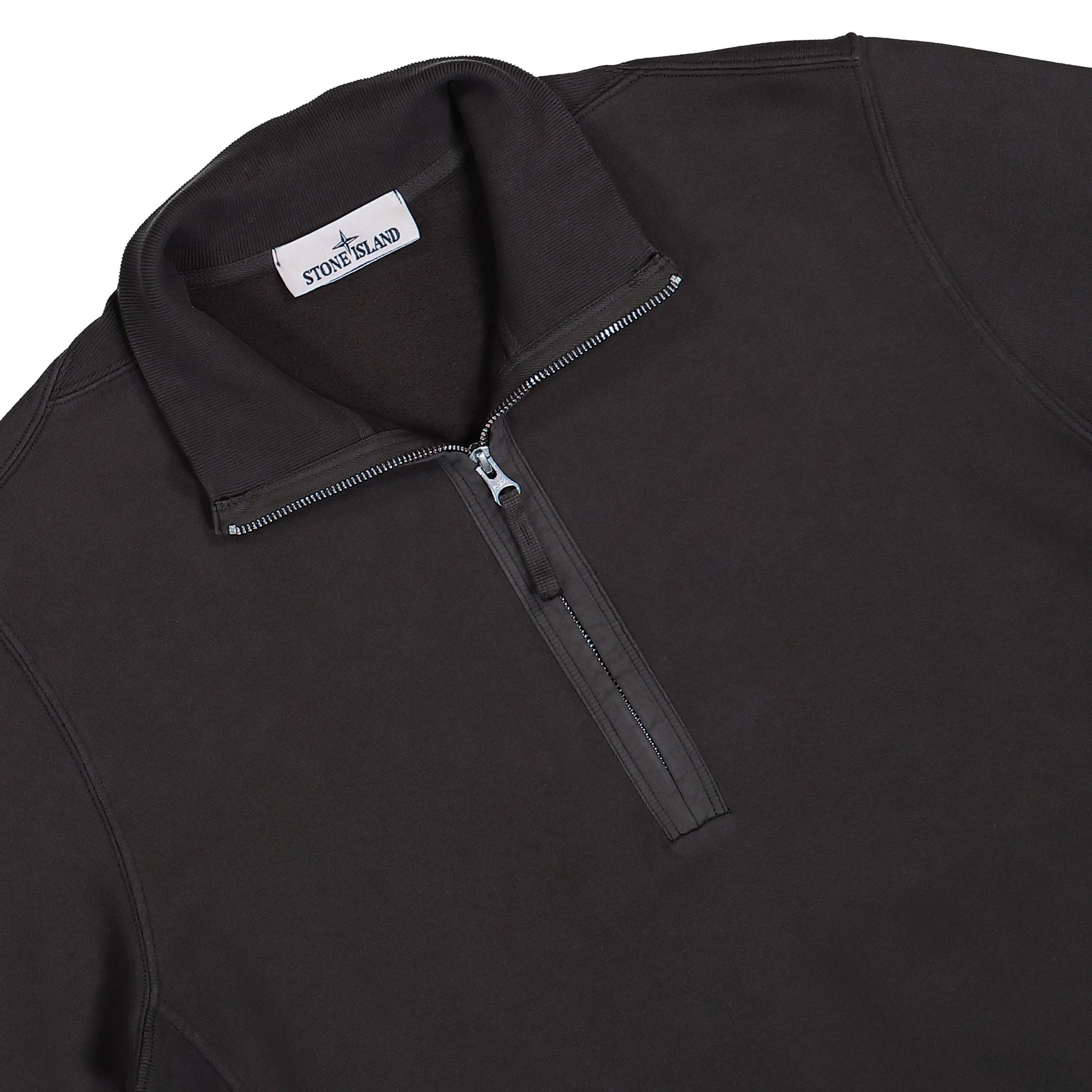 Stone Island Half-Zip Sweatshirt With Ribbed Inlays Lead Grey Sweatshirt K2S156100068-S0A20 V0062 Detail View 3 | GATE