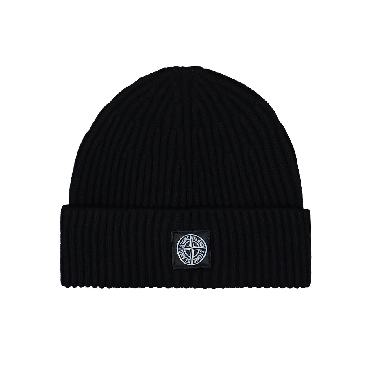 Stone Island Beanie With Compass Logo On Cuff Black Headwear K2S15N100002-S00C3 V0029 Detail View 1 | GATE
