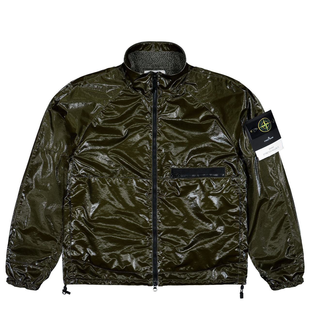 Stone Island Shiny Stretch Nylon-TC Jacket Military Green Jackets K2S15Q100025-S0225 V0054 Detail View 1 | GATE
