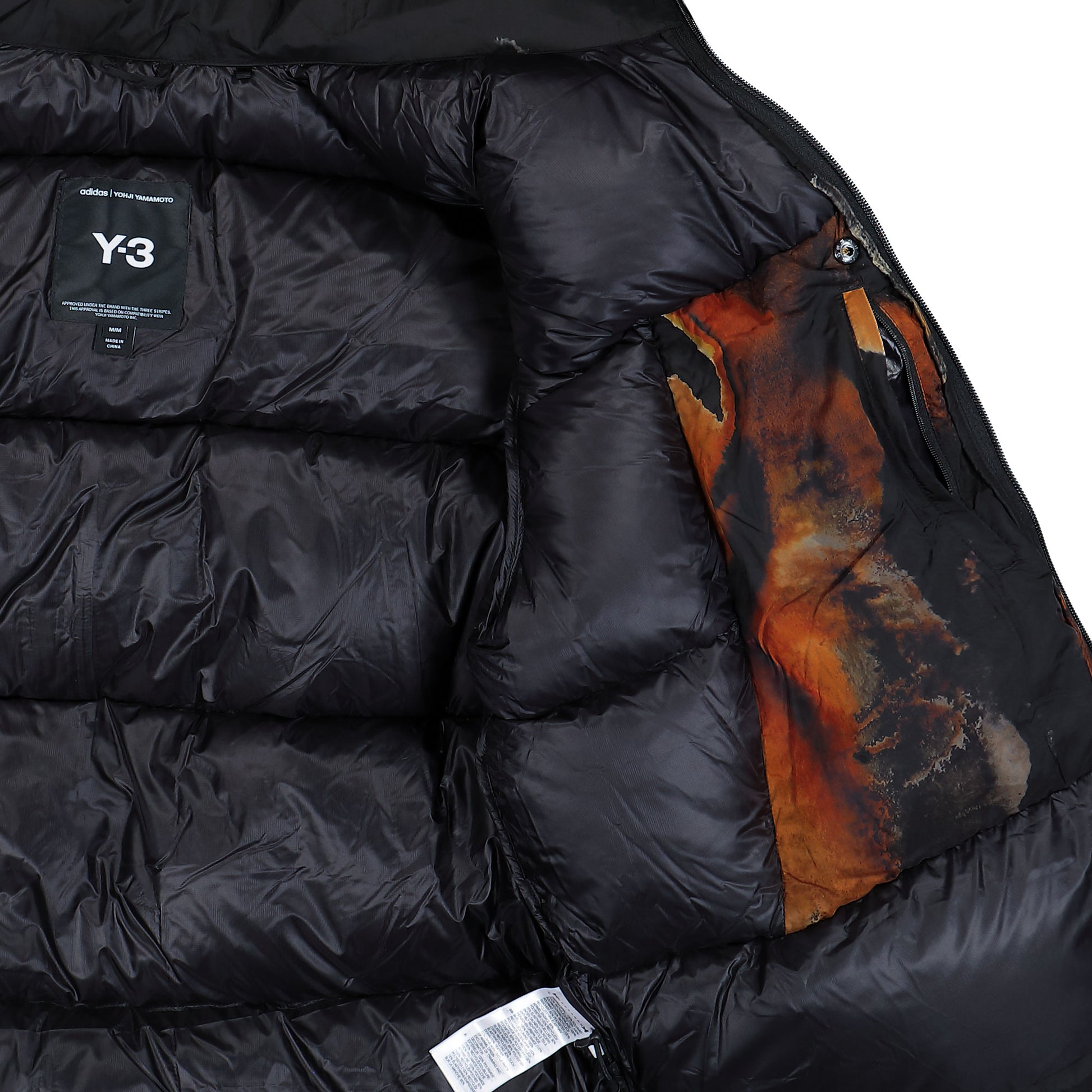 Y-3 M AOP Puffer Jacket Black Puffer Jackets KA2364 Detail View 6 | GATE