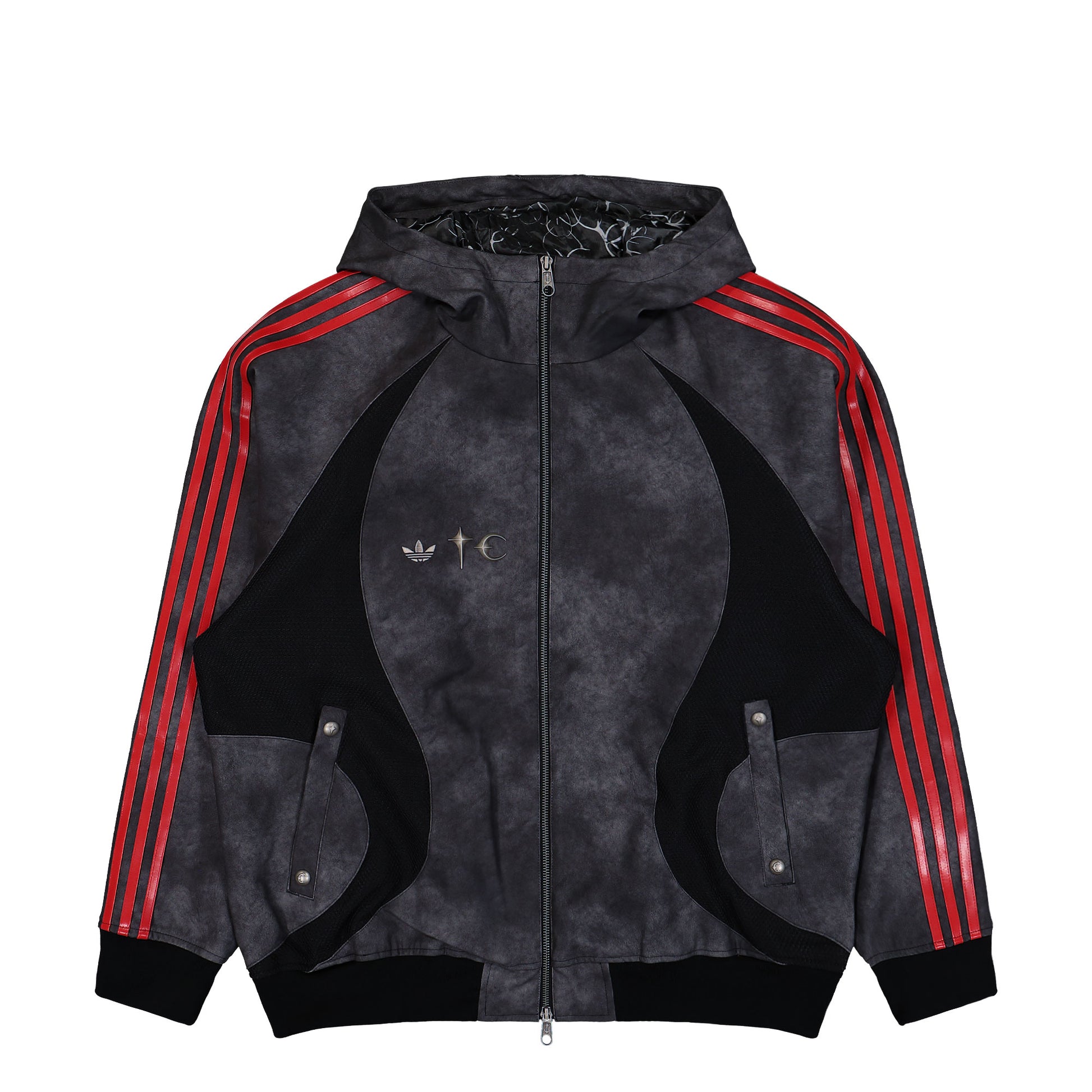 Thug Club x adidas TC TG Leather Jacket Black Black Antique Silver Jackets KC2222 Detail View 1 | GATE