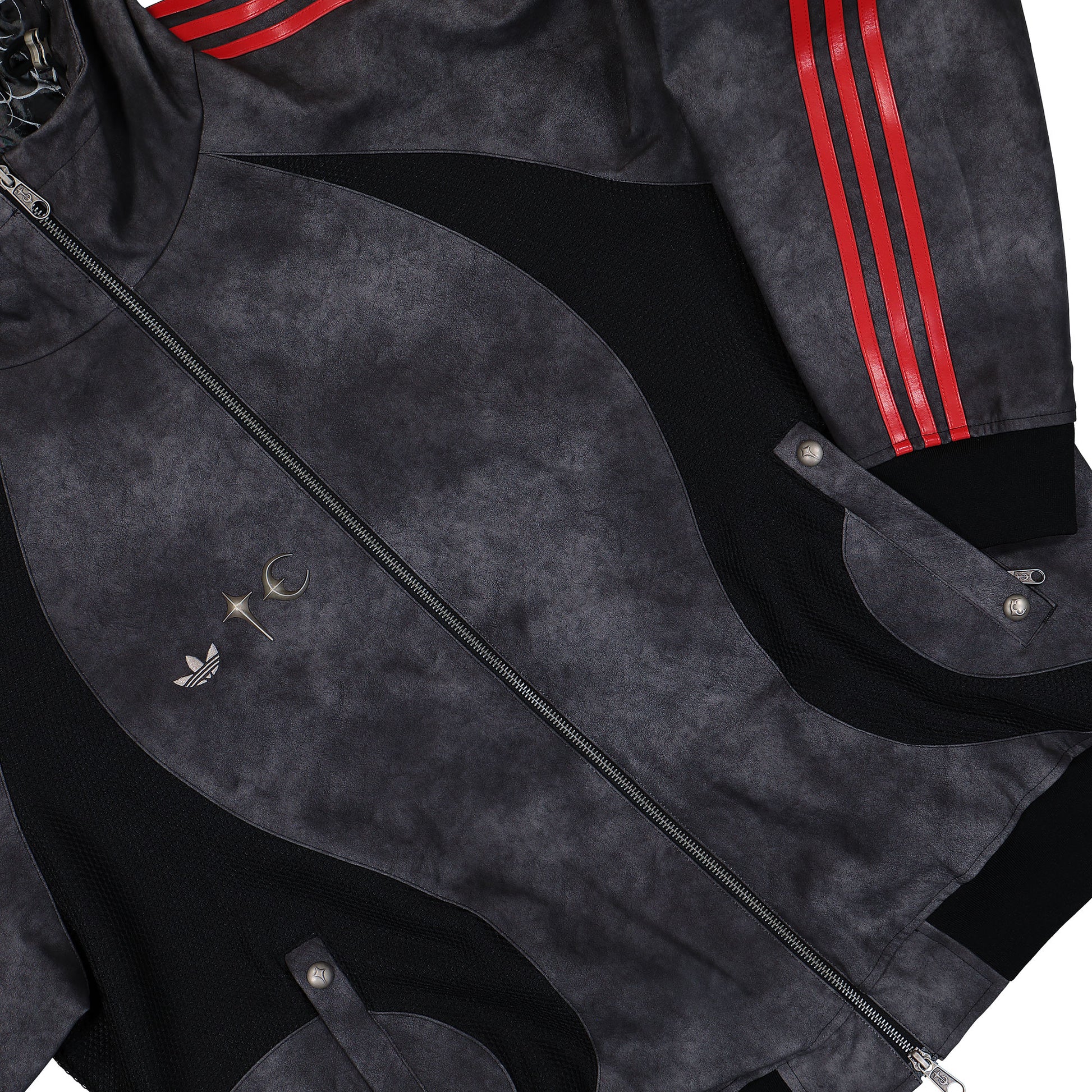 Thug Club x adidas TC TG Leather Jacket Black Black Antique Silver Jackets KC2222 Detail View 4 | GATE