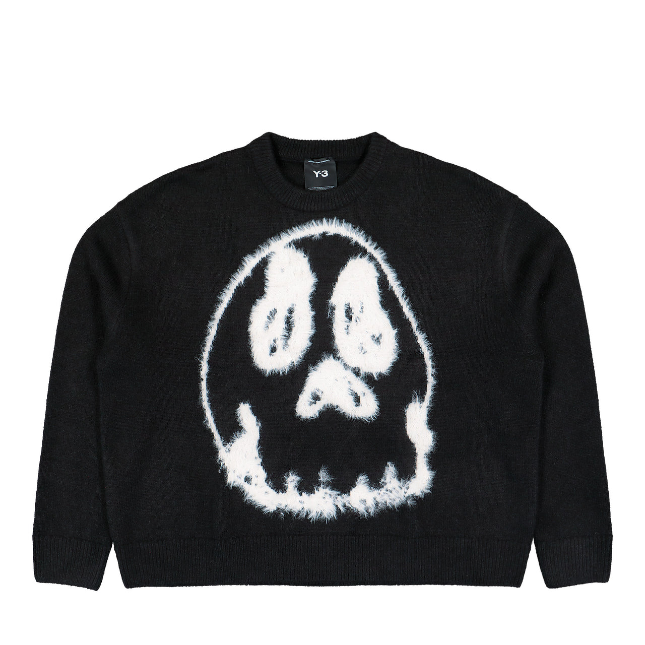 Y-3 Chito Graphic Knit Sweater Black Sweatshirt KR1127 Detail View 1 | GATE