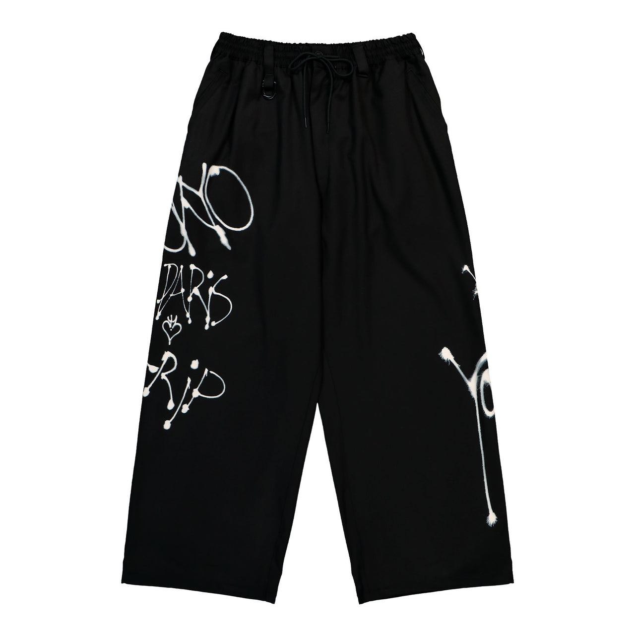 Y-3 Chito Graphic Wide Wool Pants Black Casual Pant KR8712 Detail View 1 | GATE