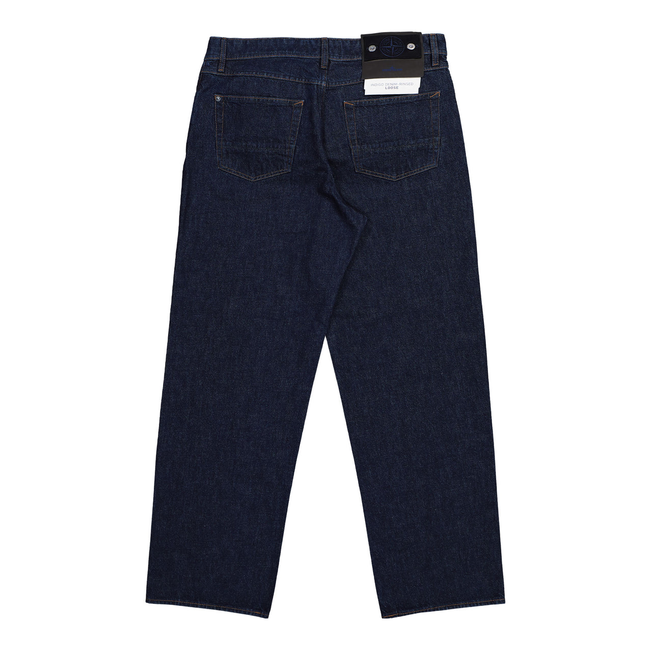 Stone Island Indigo Denim Rinsed Loose Trousers Blue Rinse Denim L1S14J100006-S00J7 VJ201 Detail View 1 | GATE