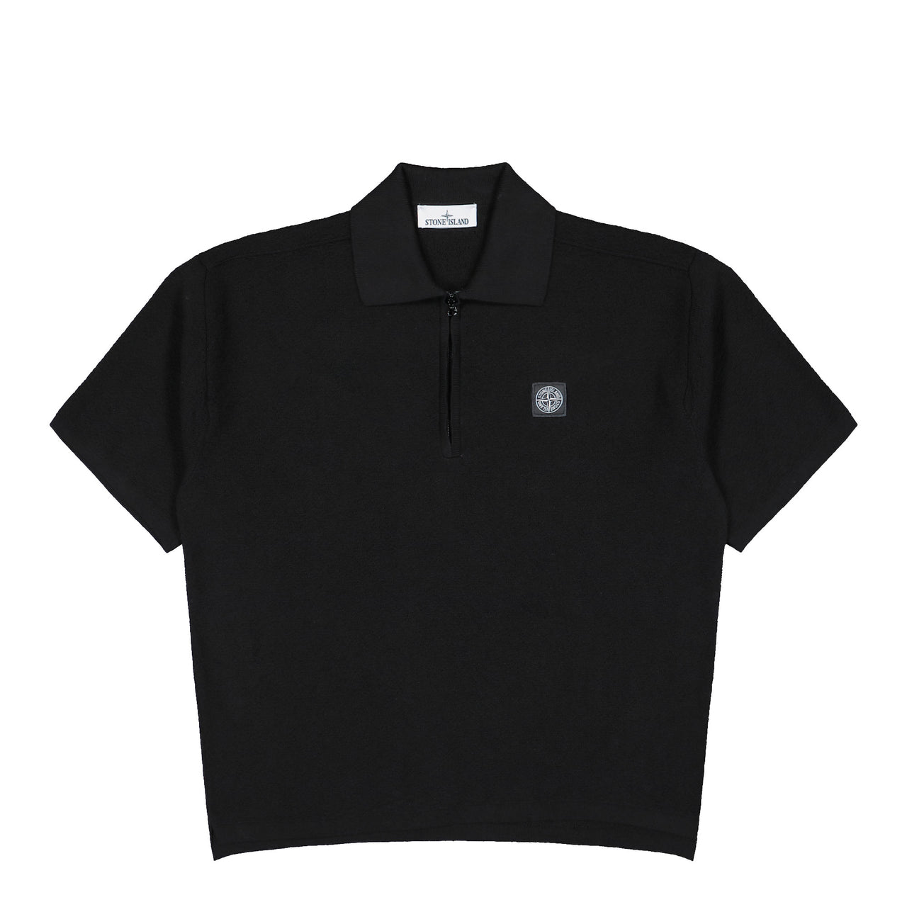 Stone Island Light Raw Hand Organic Cotton SS Polo Black Shirts L1S155100021-S01B9 V0029 Detail View 1 | GATE