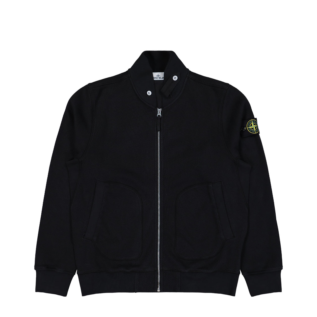 Stone Island Mesh Stich Organic Cotton Fleece Jacket Black Tracksuit Tops L1S156100014-S0297 V0029 Detail View 1 | GATE