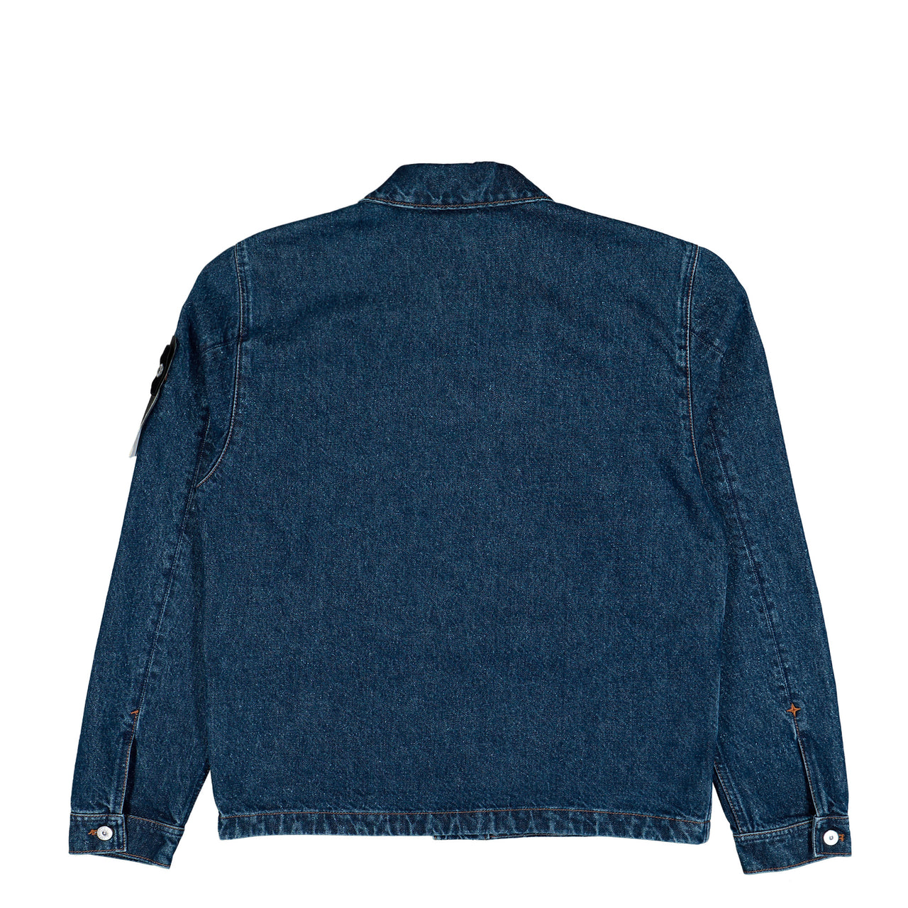 Stone Island Grainy Wash Indigo Denim Biker Jacket Blue Medium Wash Jackets L2S144100006-S0J34 VJ202 Detail View 1 | GATE