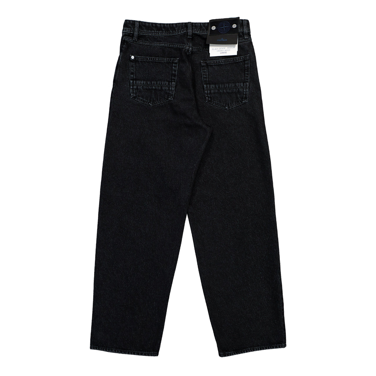 Stone Island Loose-Fit Grainy Wash Black Denim Trousers Black Medium Wash Denim L2S14J100006-S0J32 VJ902 Detail View 1 | GATE