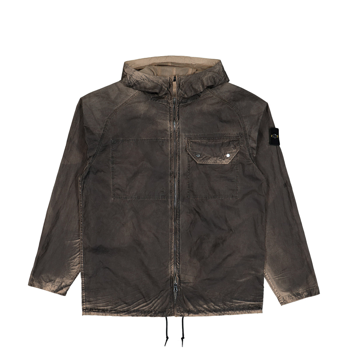 Stone Island Laser Forest Camo Crinkle Reps-TC Zip-Up Overshirt Biscuit Jackets L2S151200038-S0E16 V0094 Detail View 1 | GATE